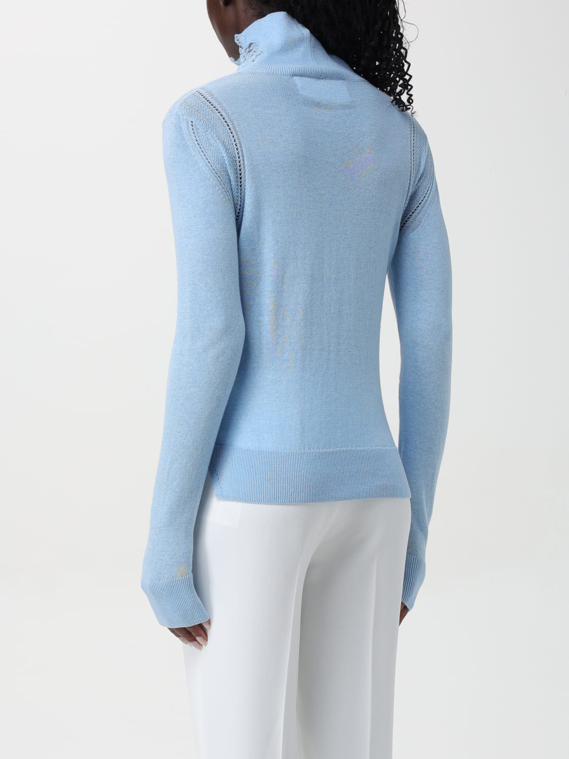 ERMANNO SCERVINO MAGLIA: Maglia con collo di pizzo Ermanno Scervino, Azzurro - Img 3