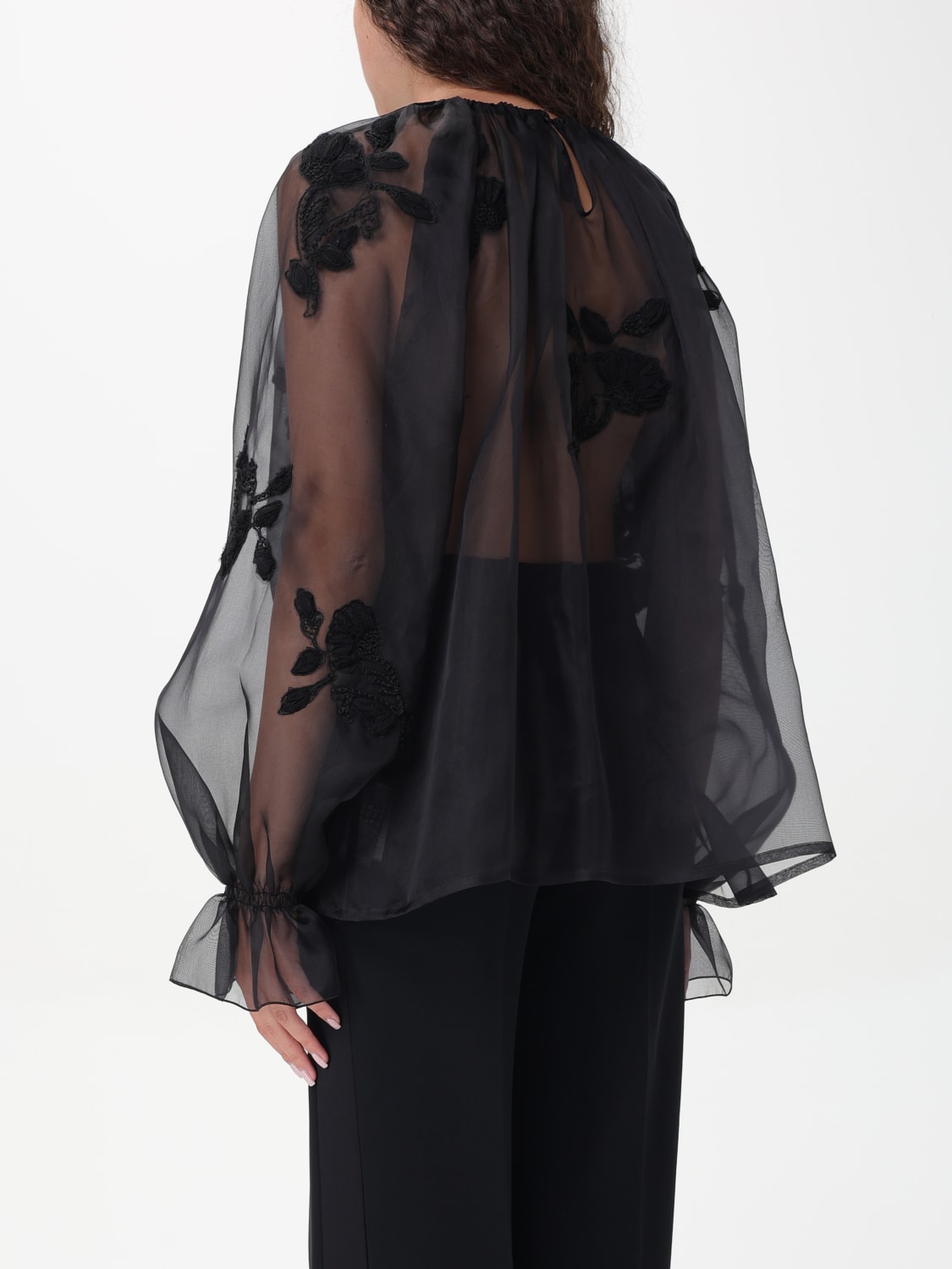 ERMANNO SCERVINO TOP E BLUSE: Blusa in organza Ermanno Scervino, Nero - Img 2