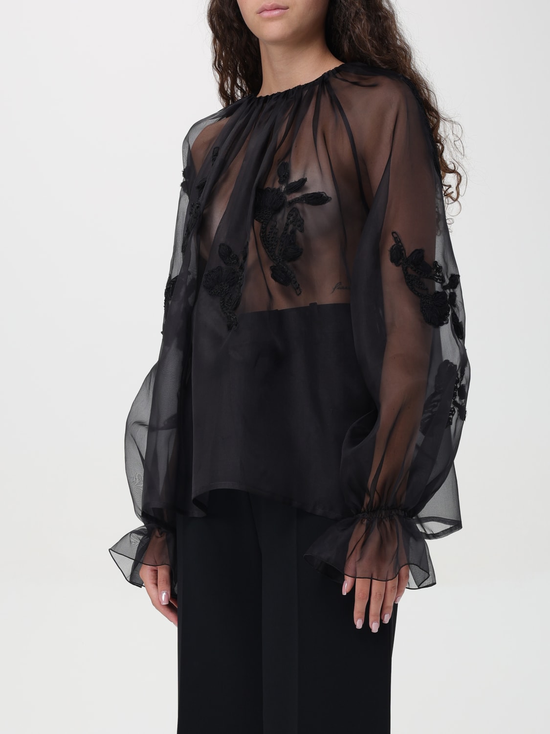 ERMANNO SCERVINO TOP E BLUSE: Blusa in organza Ermanno Scervino, Nero - Img 3