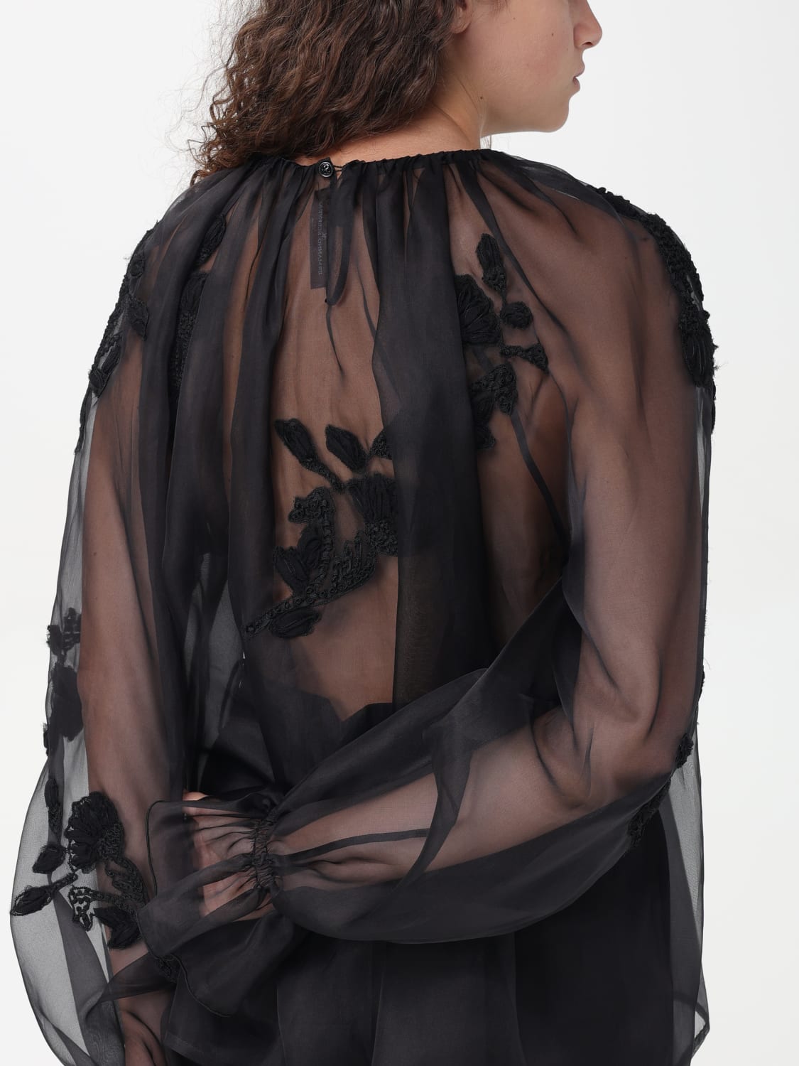 ERMANNO SCERVINO TOP E BLUSE: Blusa in organza Ermanno Scervino, Nero - Img 4