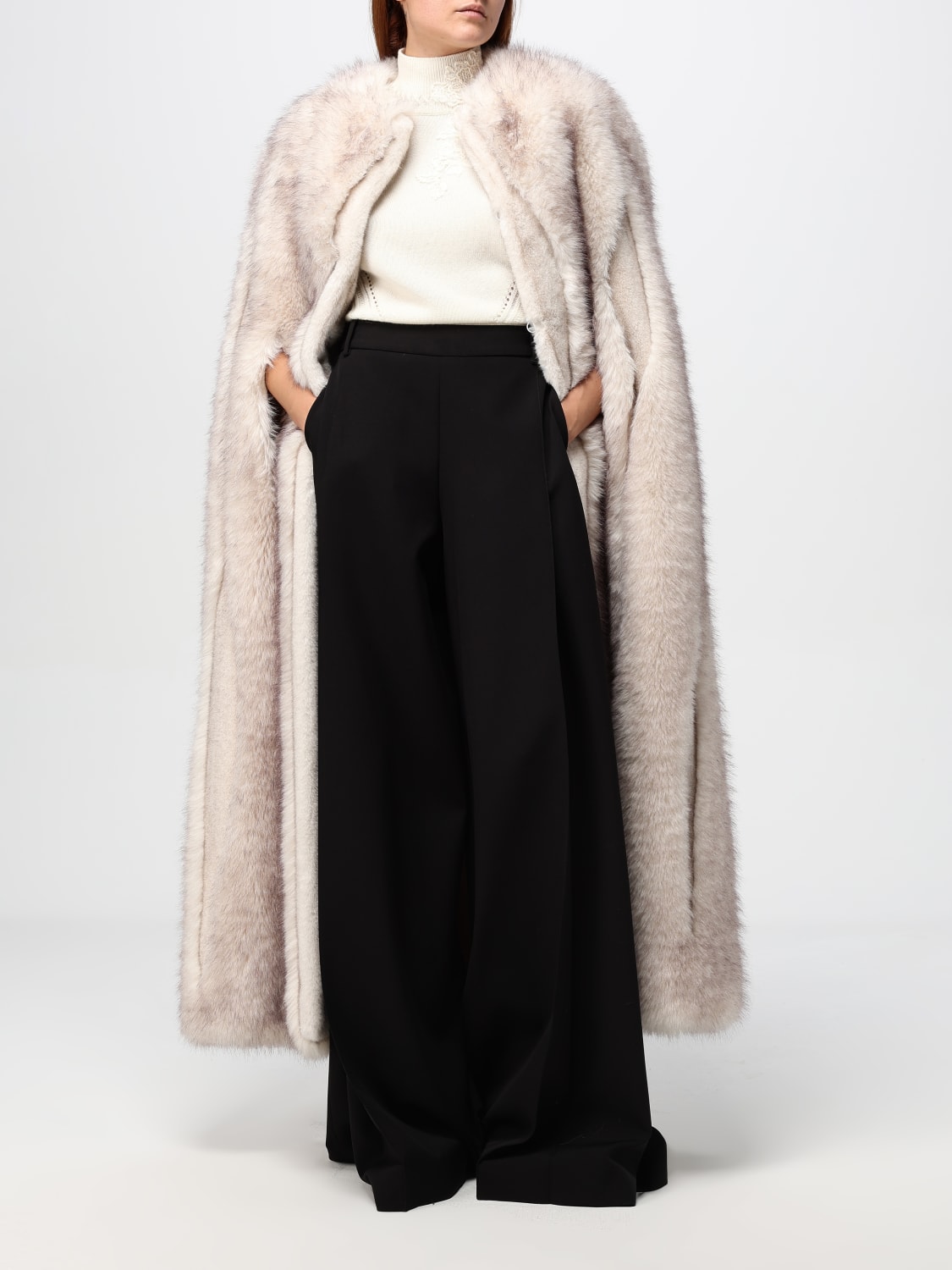 ERMANNO SCERVINO FUR COATS: Coat woman Ermanno Scervino, Pearl - Img 2