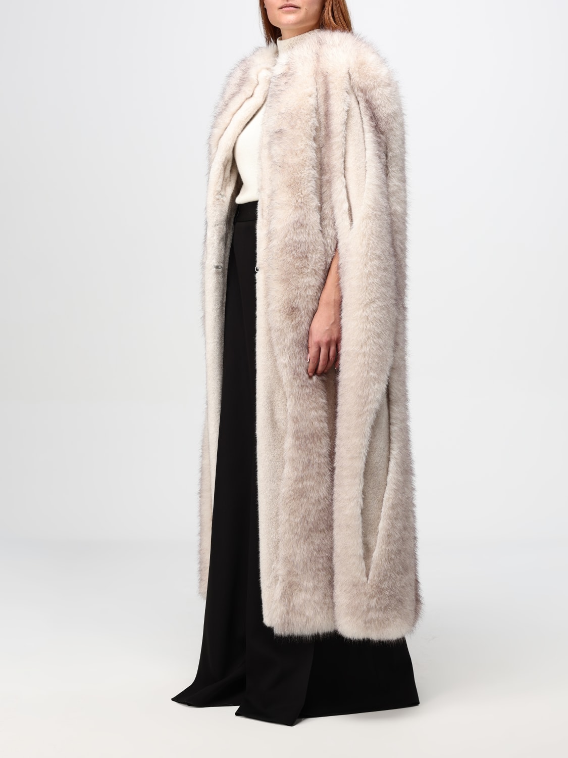 ERMANNO SCERVINO FUR COATS: Coat woman Ermanno Scervino, Pearl - Img 4