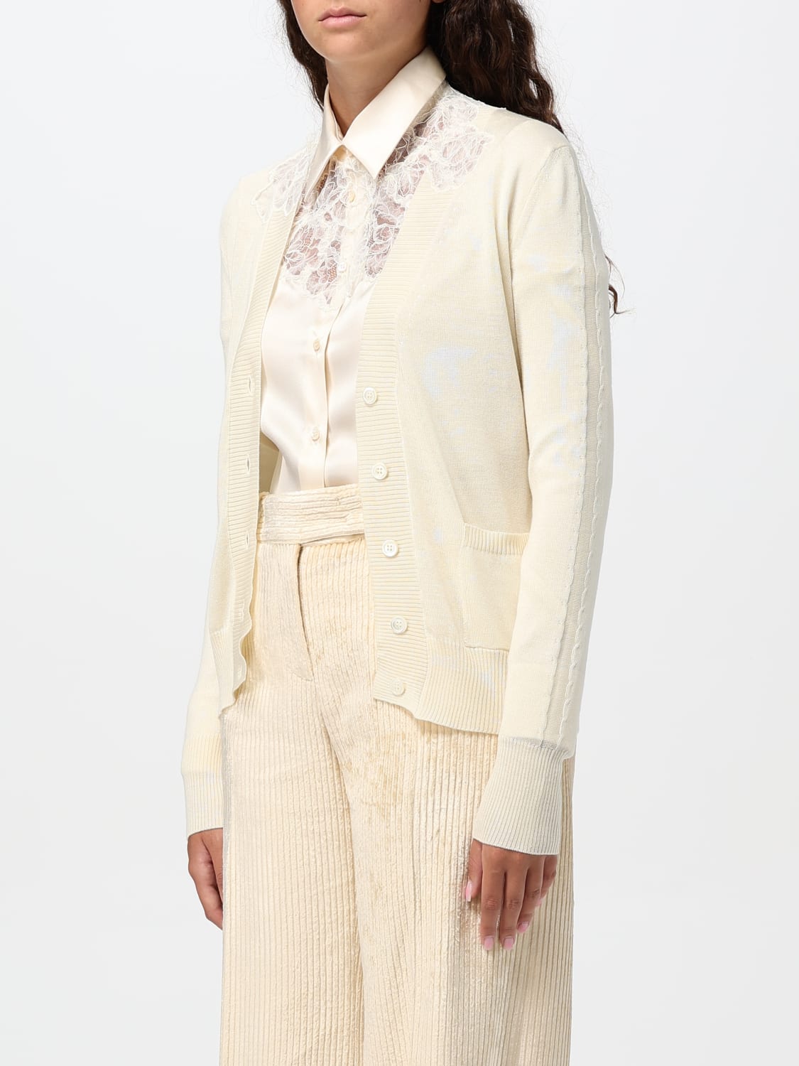 ERMANNO SCERVINO LIFE CARDIGAN: Ermanno Scervino Life v-neck cardigan, Yellow Cream - Img 4