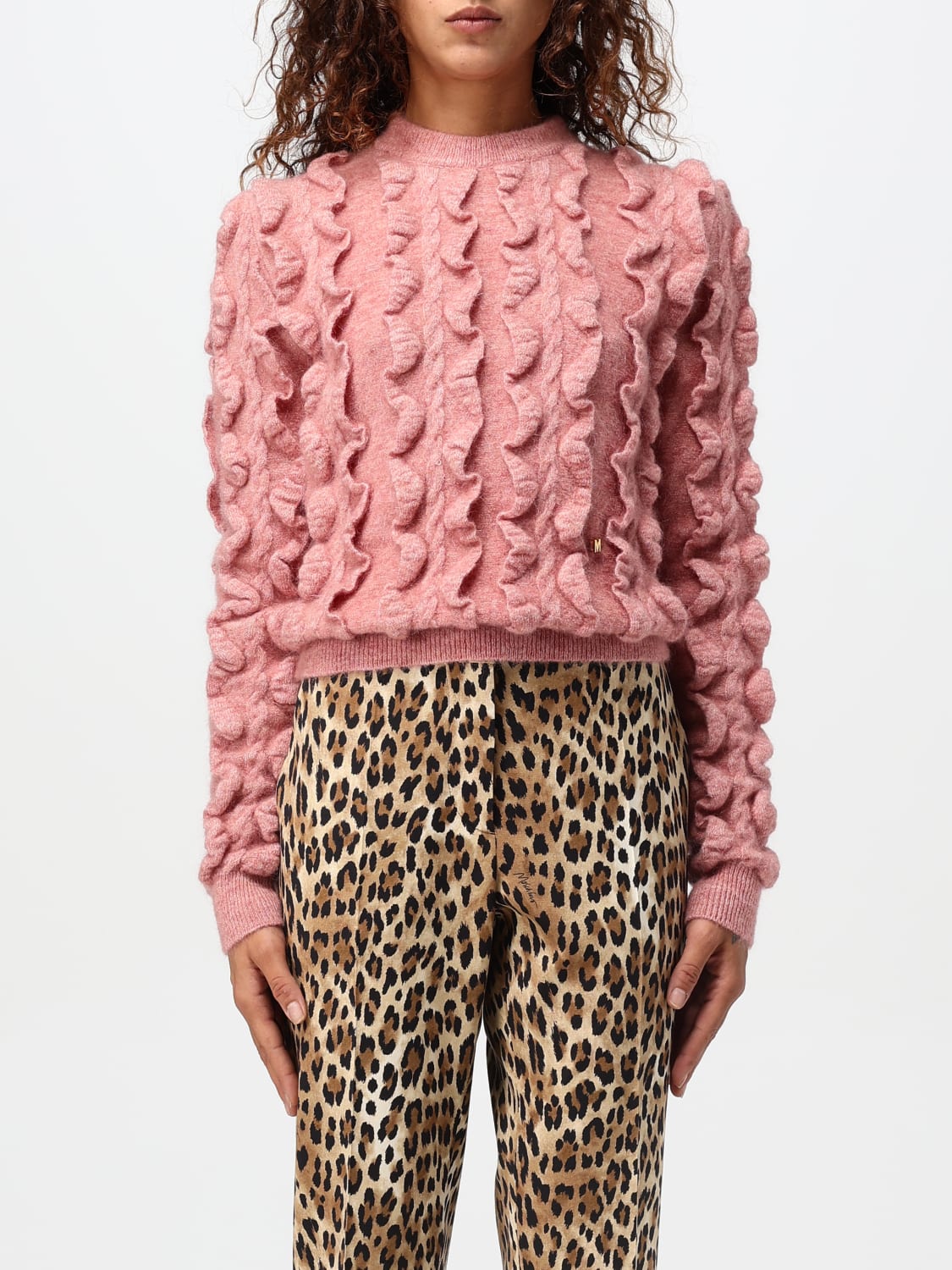 MOSCHINO COUTURE MAGLIA: Maglione Moschino Couture in misto lana con mini rouches , Rosa - Img 1