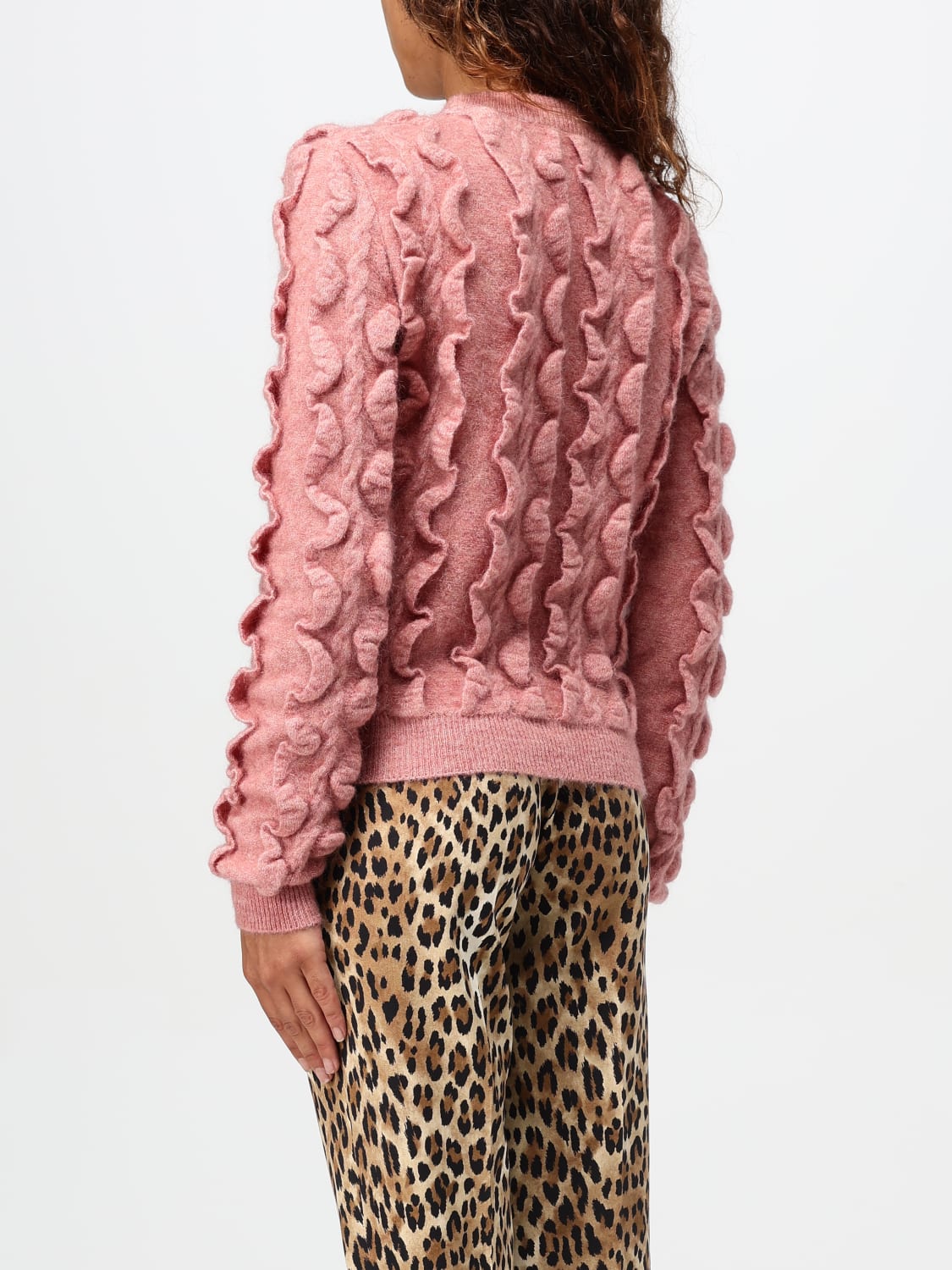 MOSCHINO COUTURE MAGLIA: Maglione Moschino Couture in misto lana con mini rouches , Rosa - Img 3