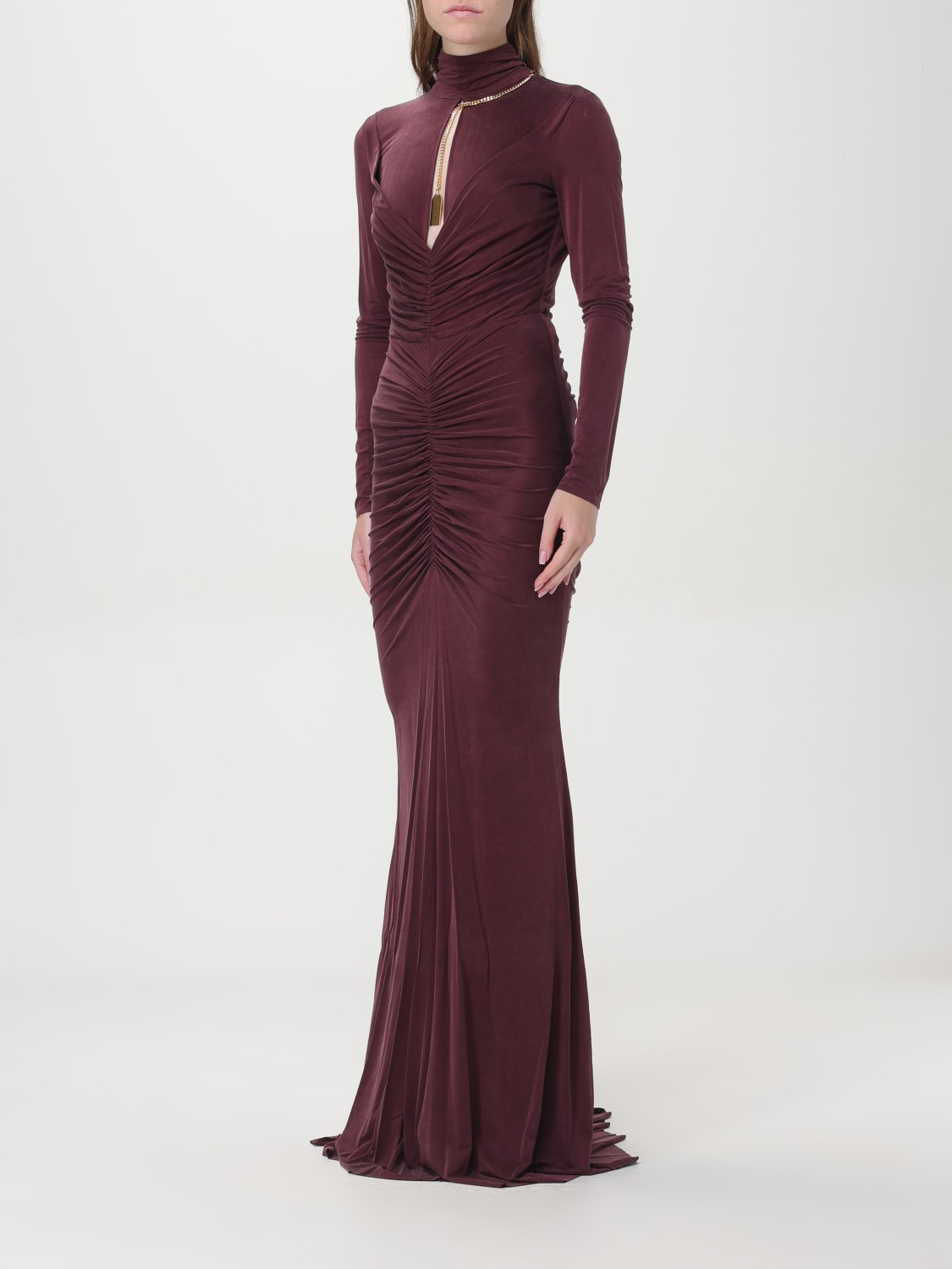 ELISABETTA FRANCHI DRESS: Dress woman Elisabetta Franchi, Burgundy - Img 3