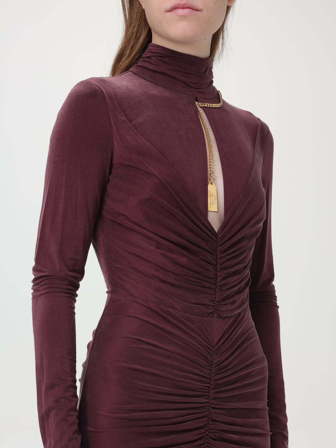 ELISABETTA FRANCHI DRESS: Dress woman Elisabetta Franchi, Burgundy - Img 4