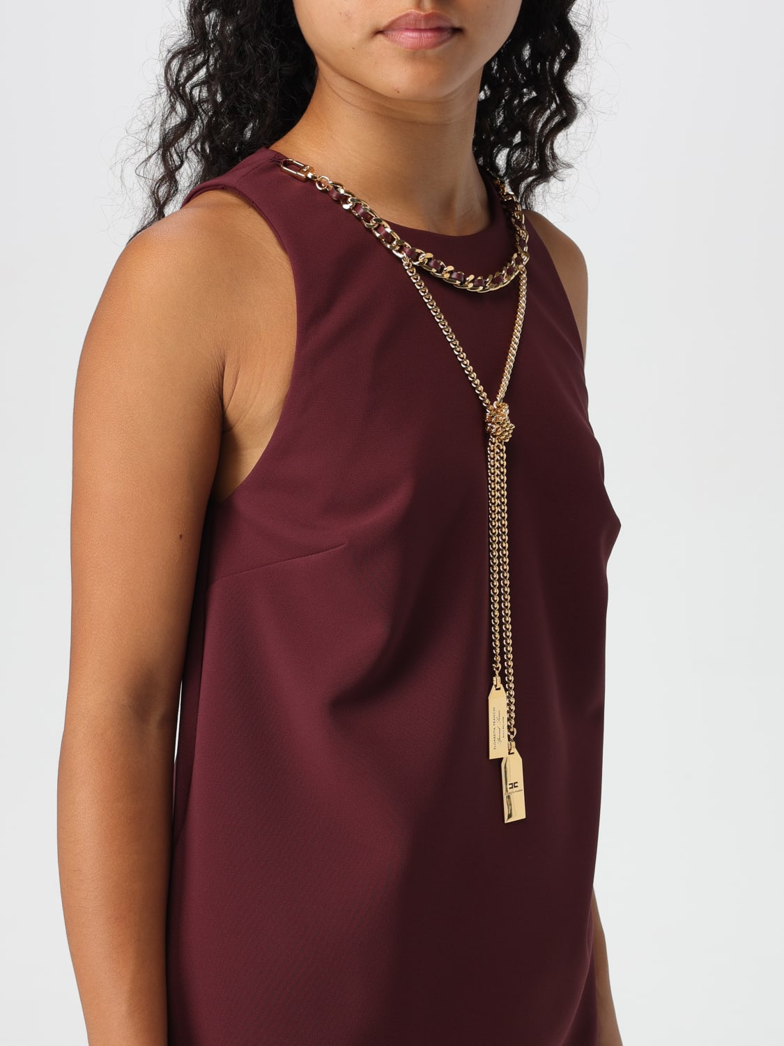 ELISABETTA FRANCHI DRESS: Dress woman Elisabetta Franchi, Burgundy - Img 3