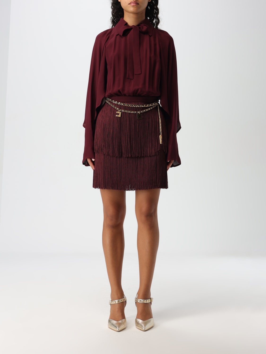 ELISABETTA FRANCHI DRESS: Dress woman Elisabetta Franchi, Burgundy - Img 1