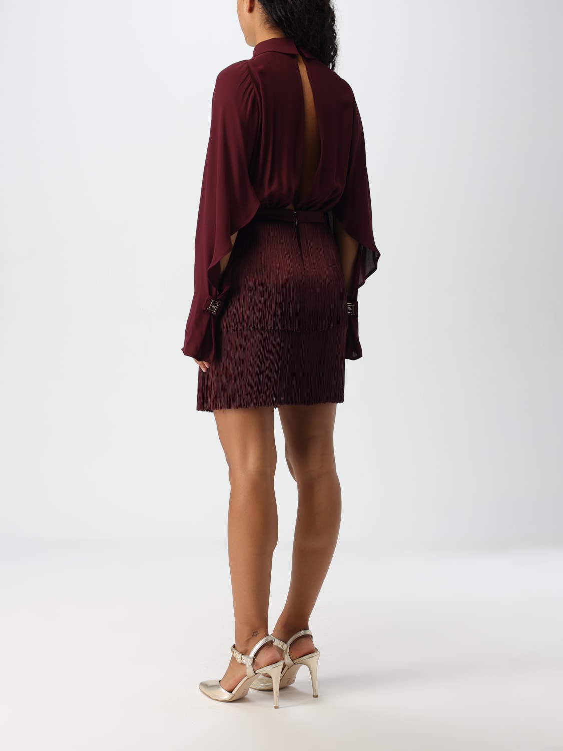 ELISABETTA FRANCHI DRESS: Dress woman Elisabetta Franchi, Burgundy - Img 2