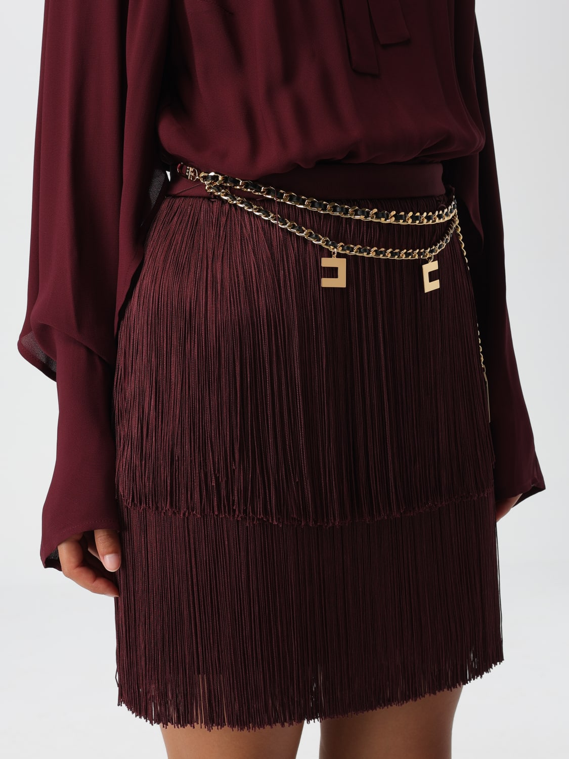 ELISABETTA FRANCHI DRESS: Dress woman Elisabetta Franchi, Burgundy - Img 3