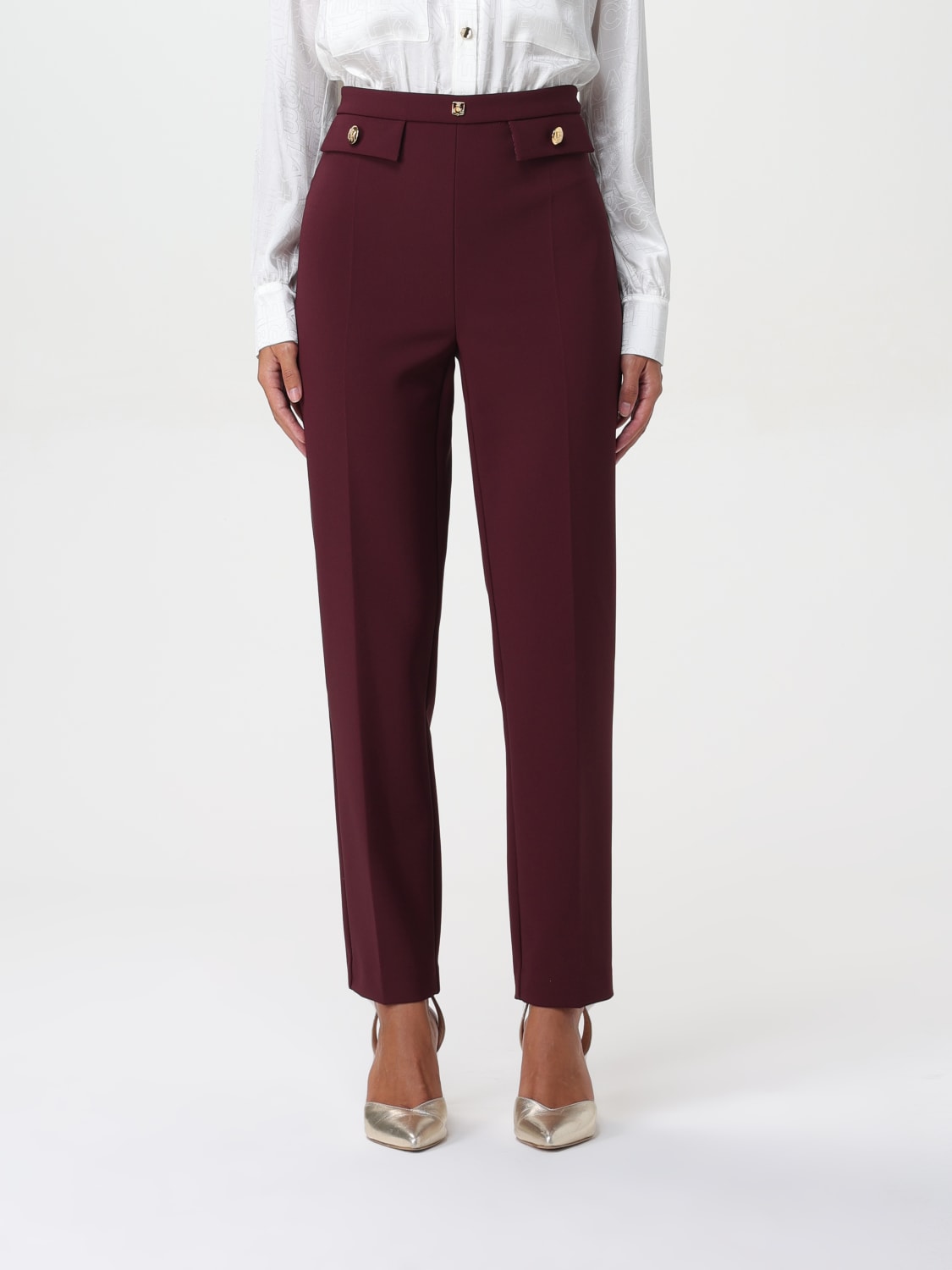 ELISABETTA FRANCHI PANTS: Pants woman Elisabetta Franchi, Burgundy - Img 1