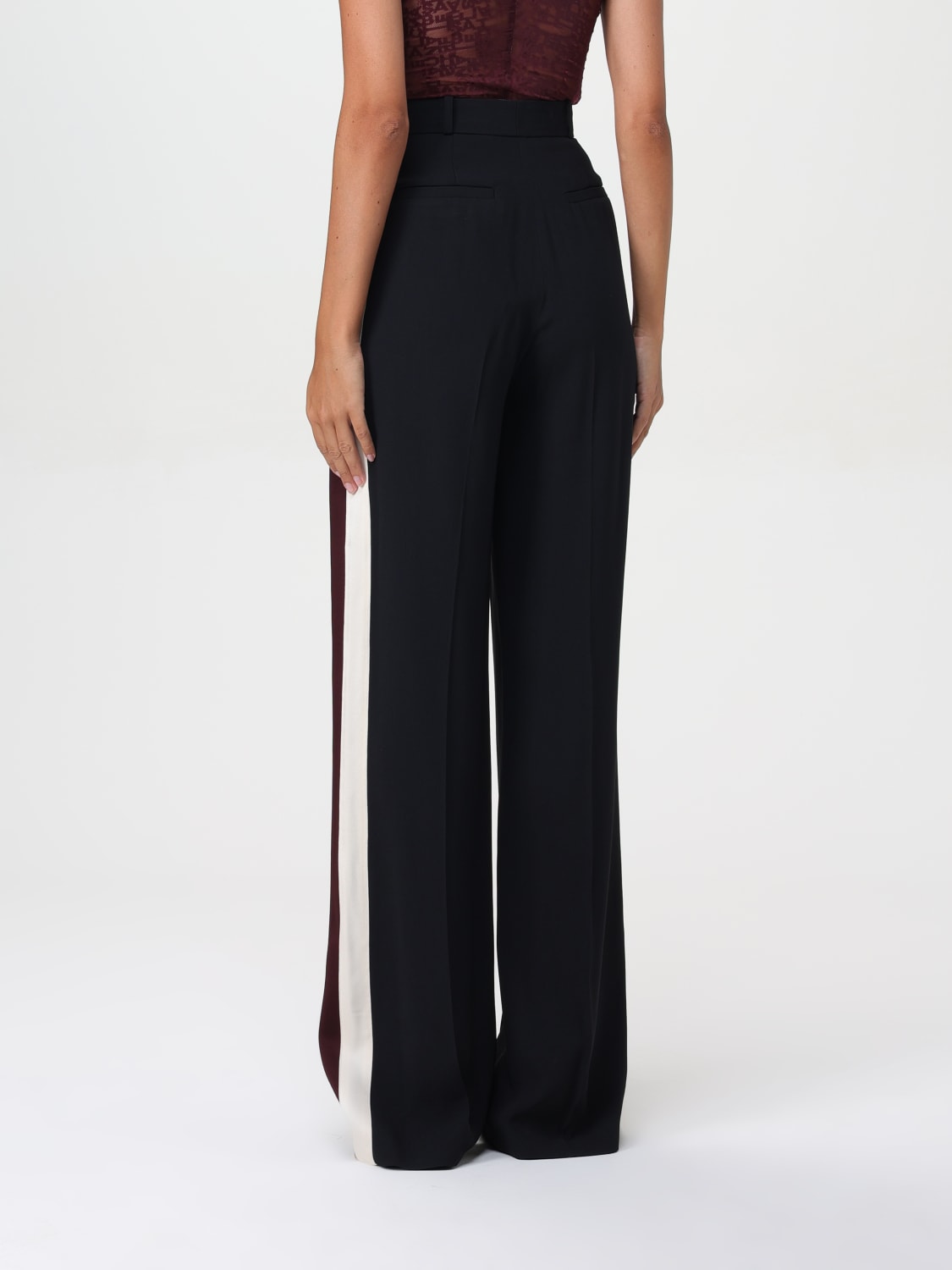 ELISABETTA FRANCHI PANTALONE: Pantalone dritto in crêpe satin con bande Elisabetta Franchi, Nero - Img 2