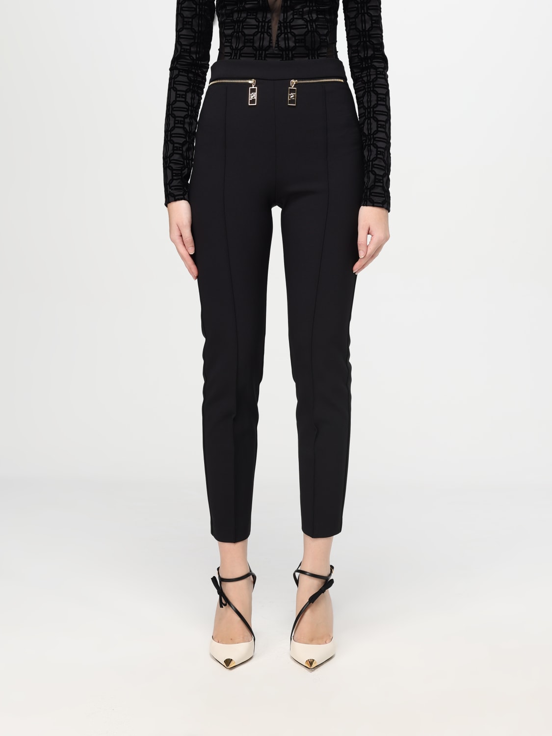 ELISABETTA FRANCHI 팬츠: 팬츠 여성 Elisabetta Franchi, 블랙 - Img 1