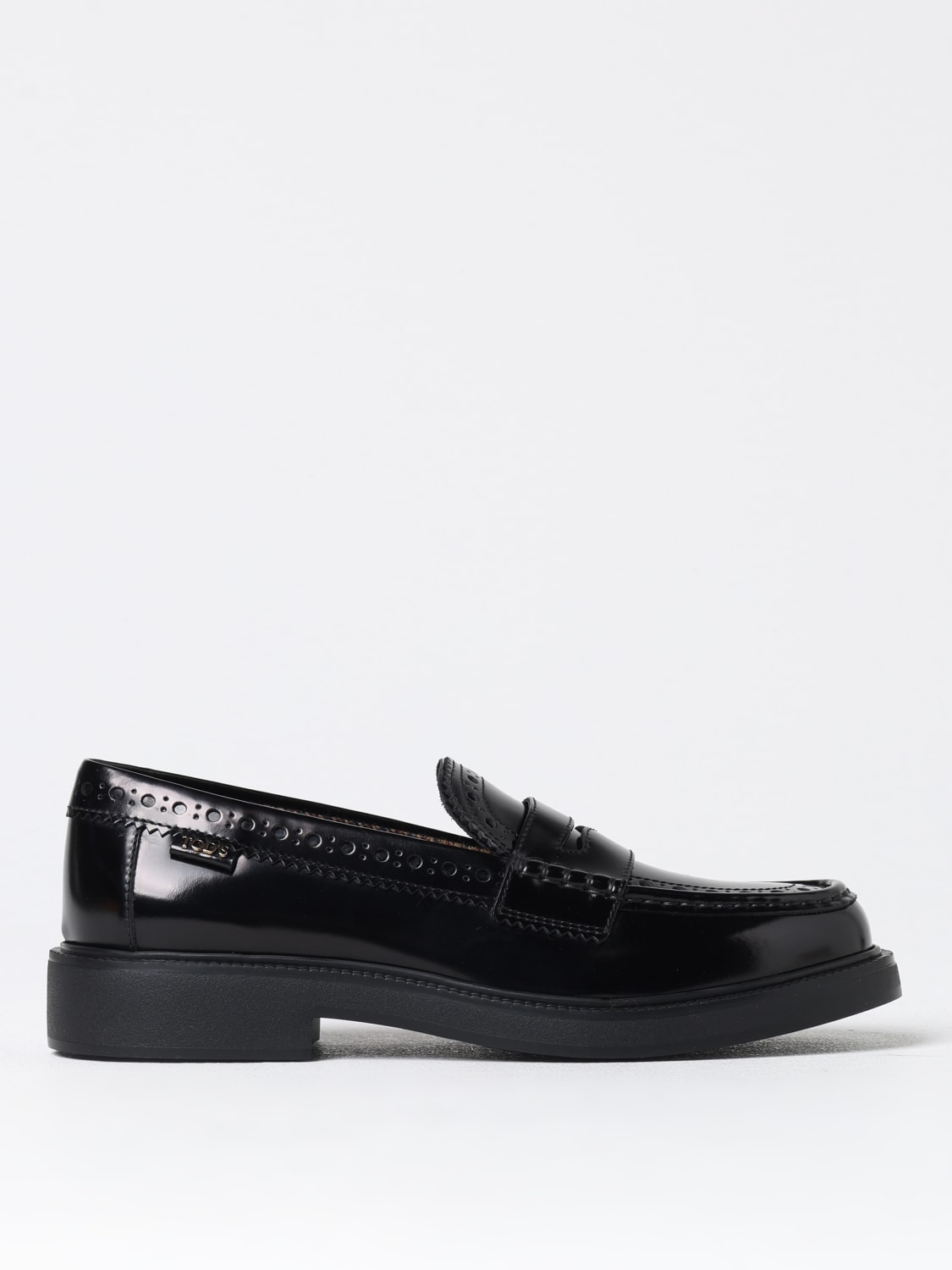 TOD'S MOCASSINI: Mocassino Tod's in pelle spazzolata con motivo brogue , Nero - Img 1