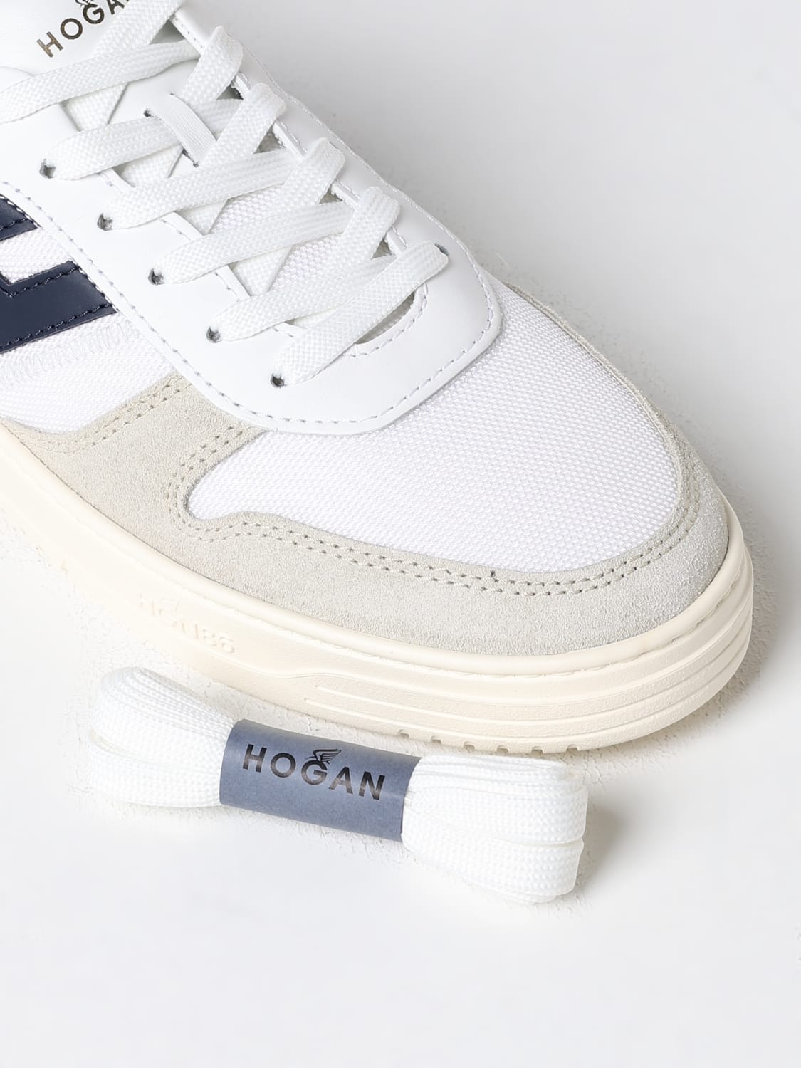 HOGAN SNEAKERS: Sneakers Hogan in pelle e canvas , Bianco 1 - Img 4