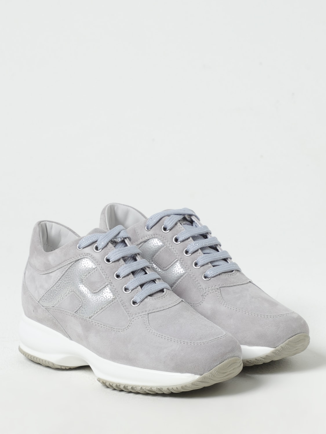 HOGAN SNEAKERS: Sneakers Interactive Hogan in camoscio , Grigio - Img 2