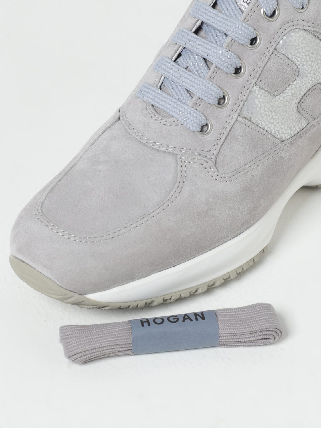 HOGAN SNEAKERS: Sneakers Interactive Hogan in camoscio , Grigio - Img 4