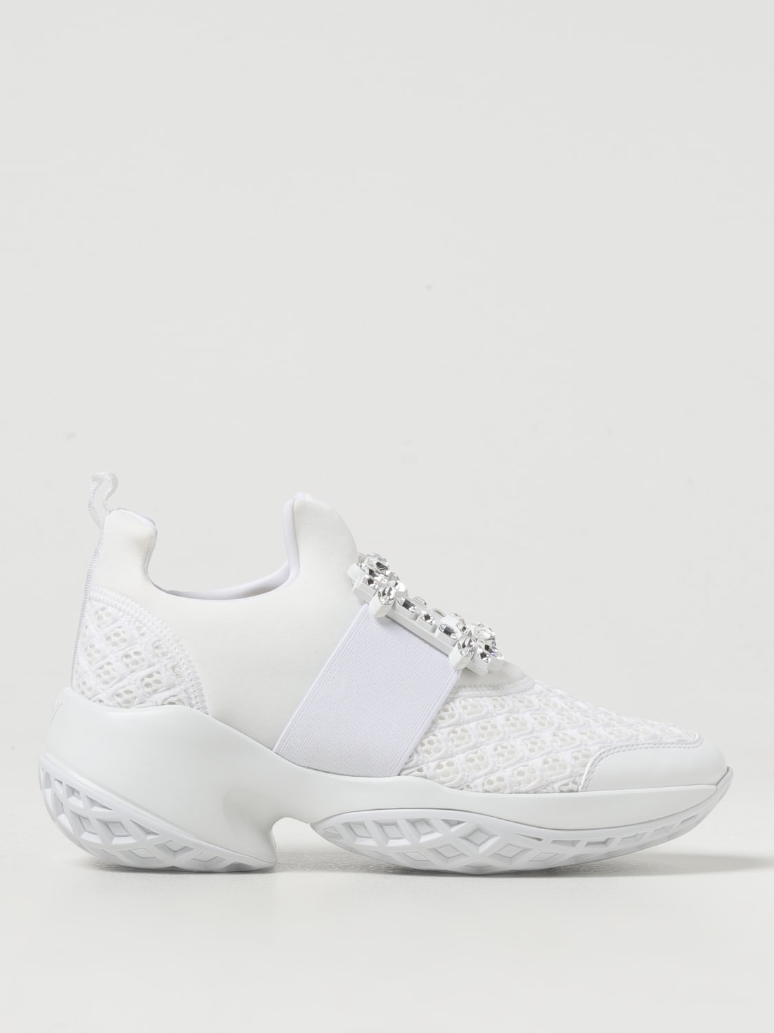 Giglio Sneakers Viv Run Roger Vivier in mesh traforato e neoprene con fibbia gioiello