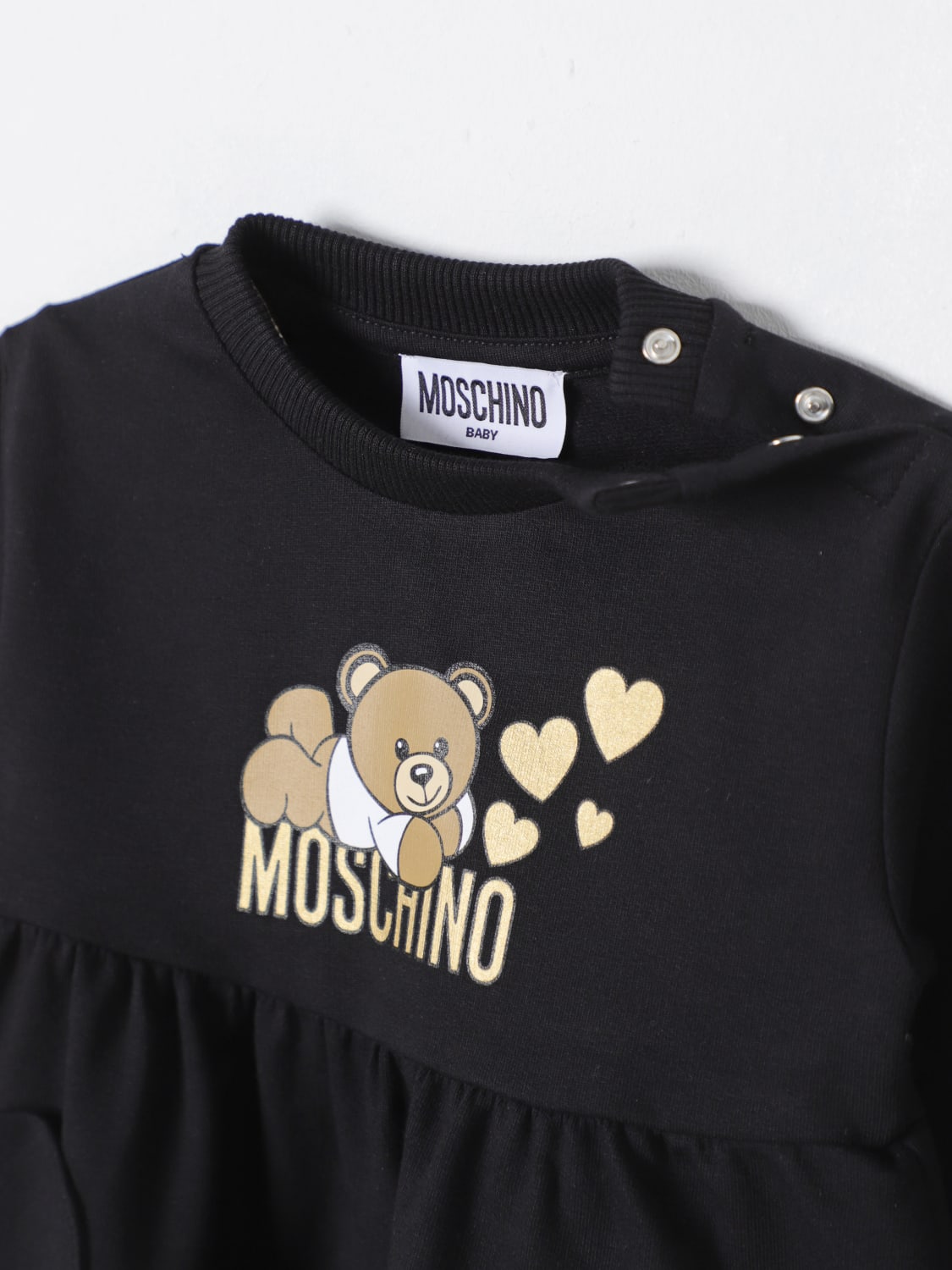 MOSCHINO ABITO: Abito di cotone Teddy Moschino, Nero - Img 3