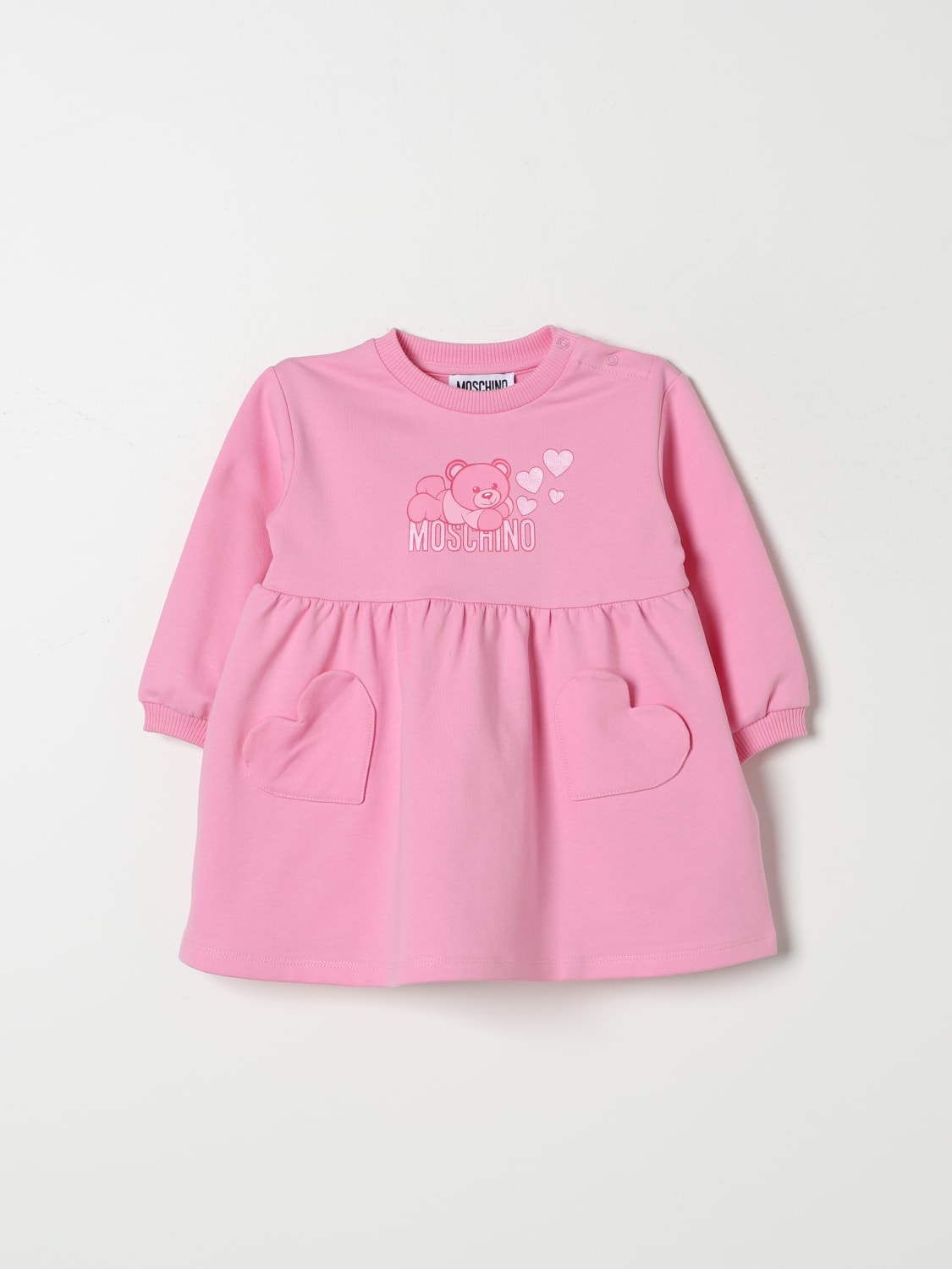 MOSCHINO ABITO: Abito di cotone Teddy Moschino, Rosa - Img 1