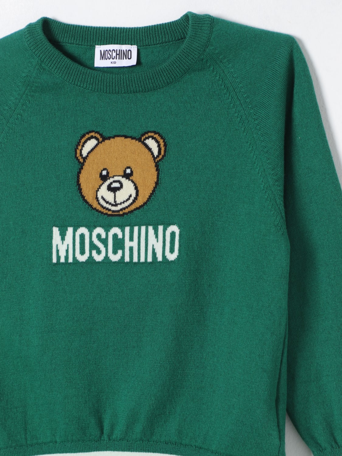 MOSCHINO MAGLIA: Maglia a girocollo Teddy Moschino, Verde - Img 3