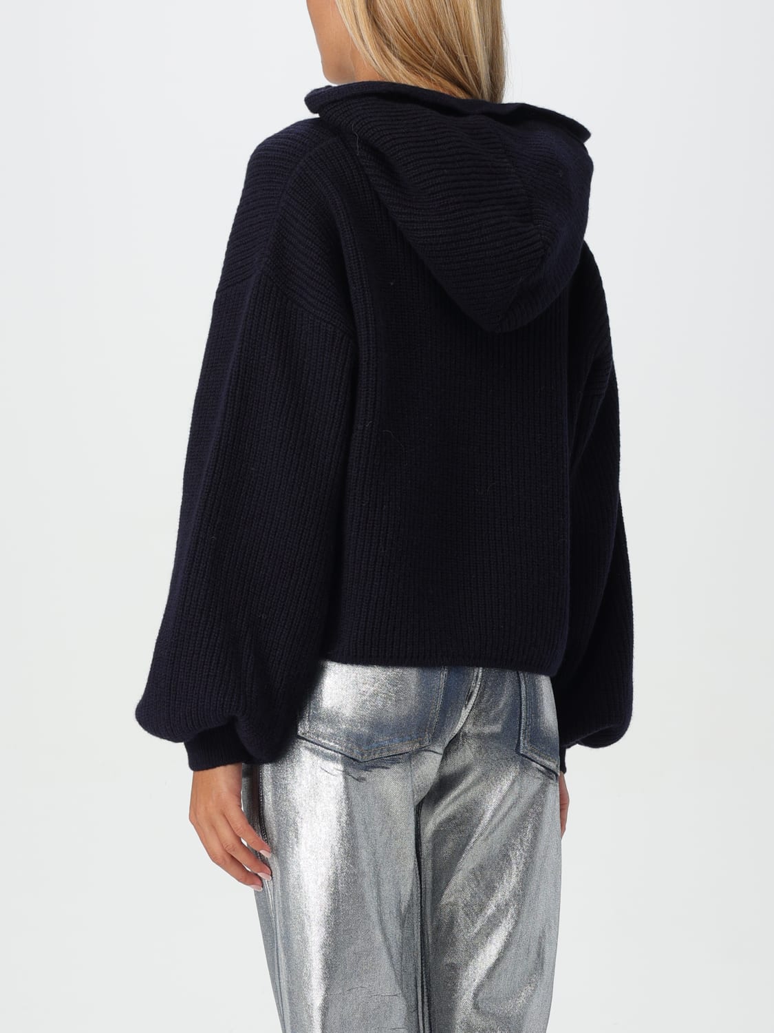 MSGM SWEATSHIRT: MSGM knit hoodie, Blue - Img 2