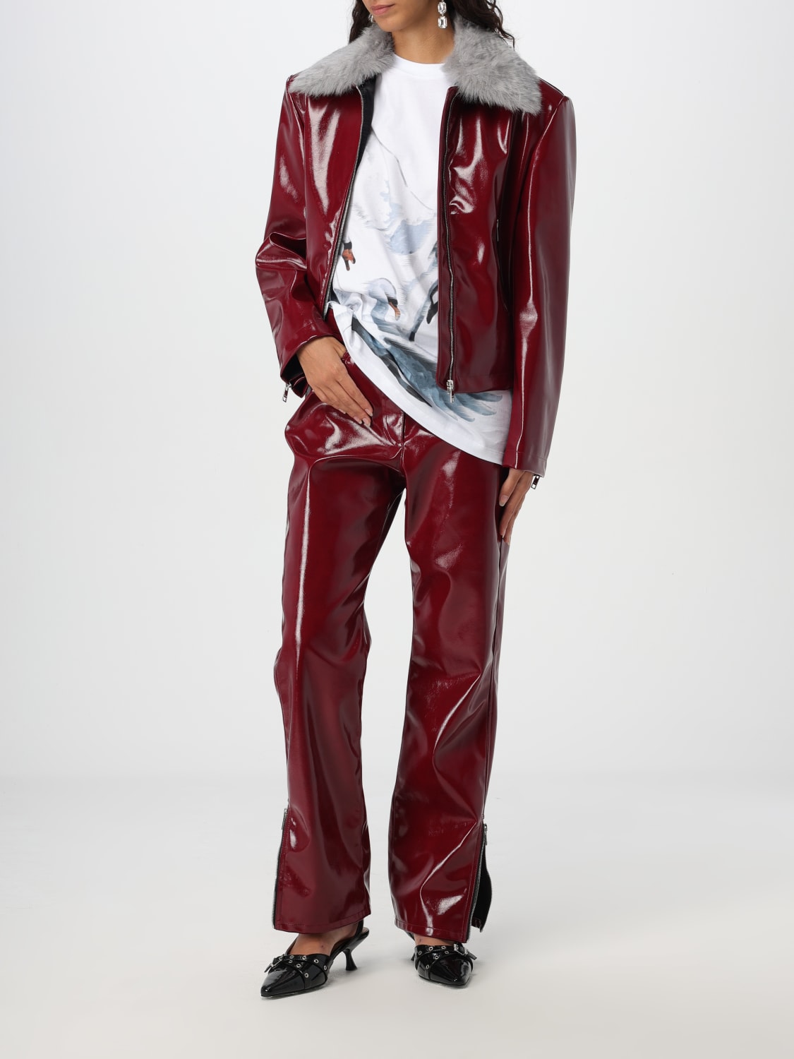 MSGM JACKET: Jacket woman MSGM, Burgundy - Img 2