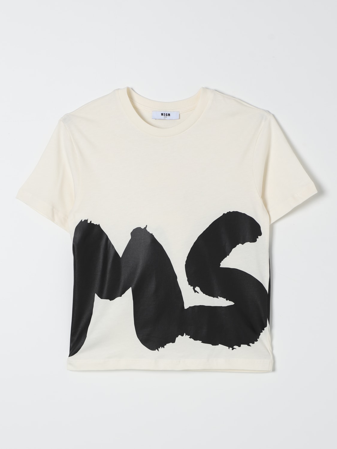 MSGM KIDS T-SHIRT: T-shirt con maxi logo MSGM Kids, Crema - Img 1