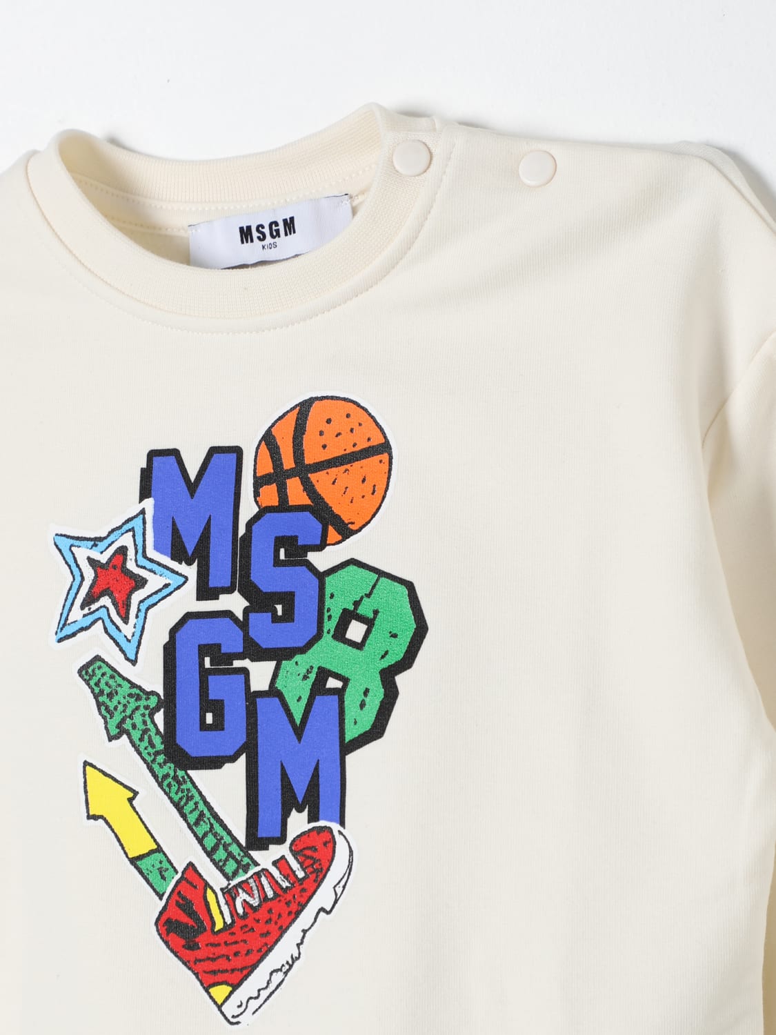 MSGM KIDS MAGLIA: Felpa a girocollo stampata MSGM Kids, Beige - Img 3