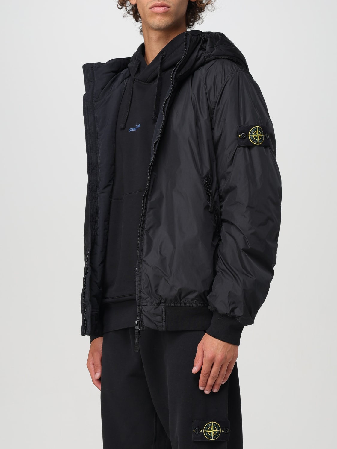 Mens stone island jacket black hotsell