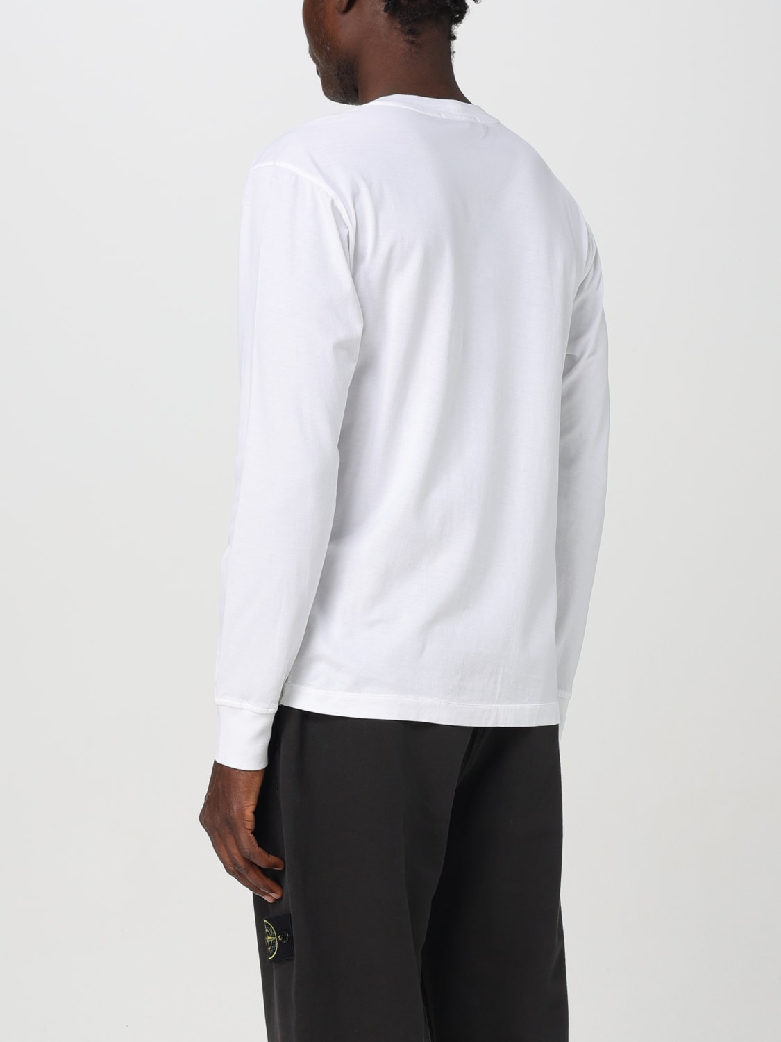 STONE ISLAND SWEATER: Stone Island basic long-sleeve t-shirt with logo, White - Img 3