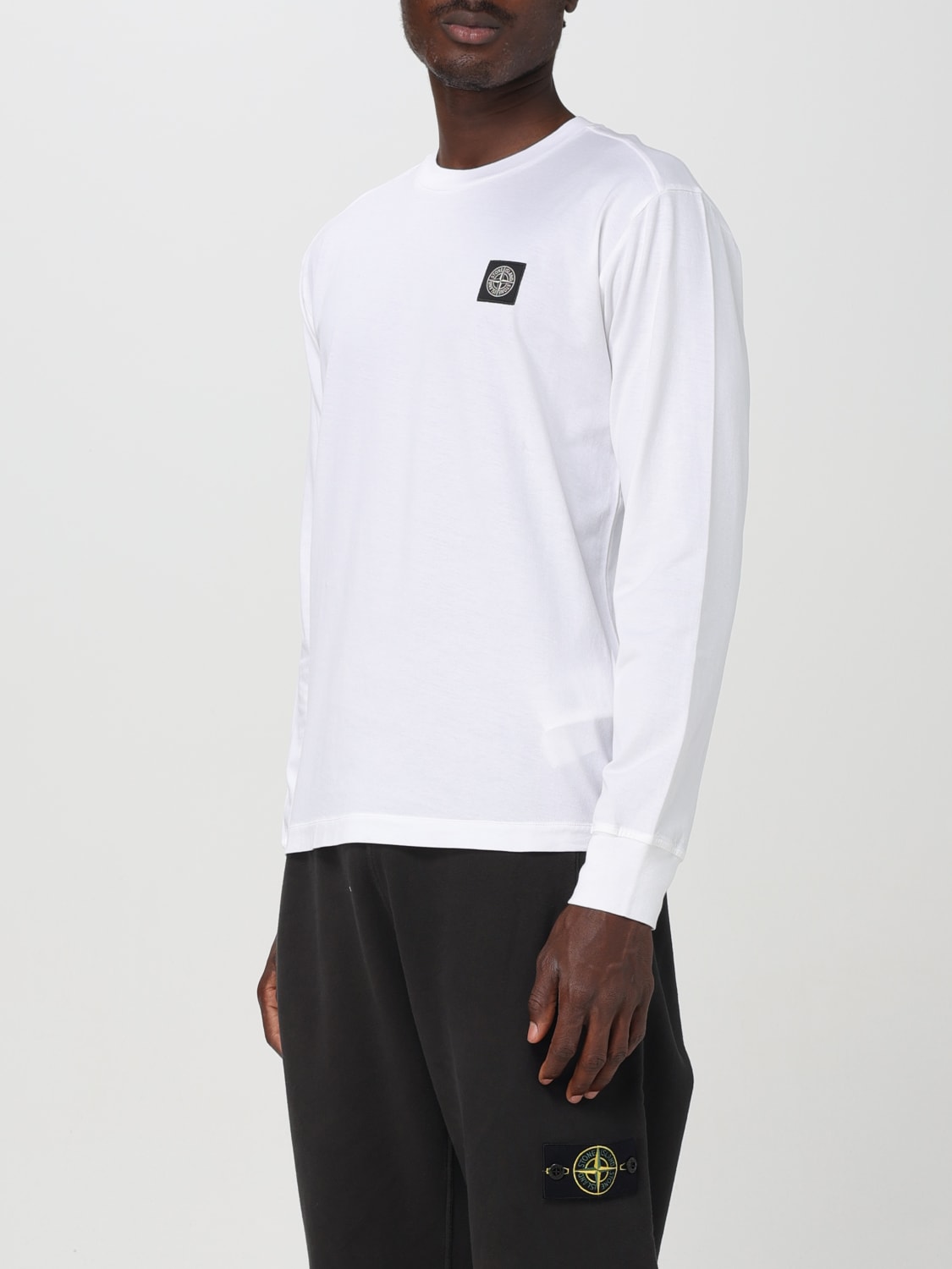 STONE ISLAND SWEATER: Stone Island basic long-sleeve t-shirt with logo, White - Img 4