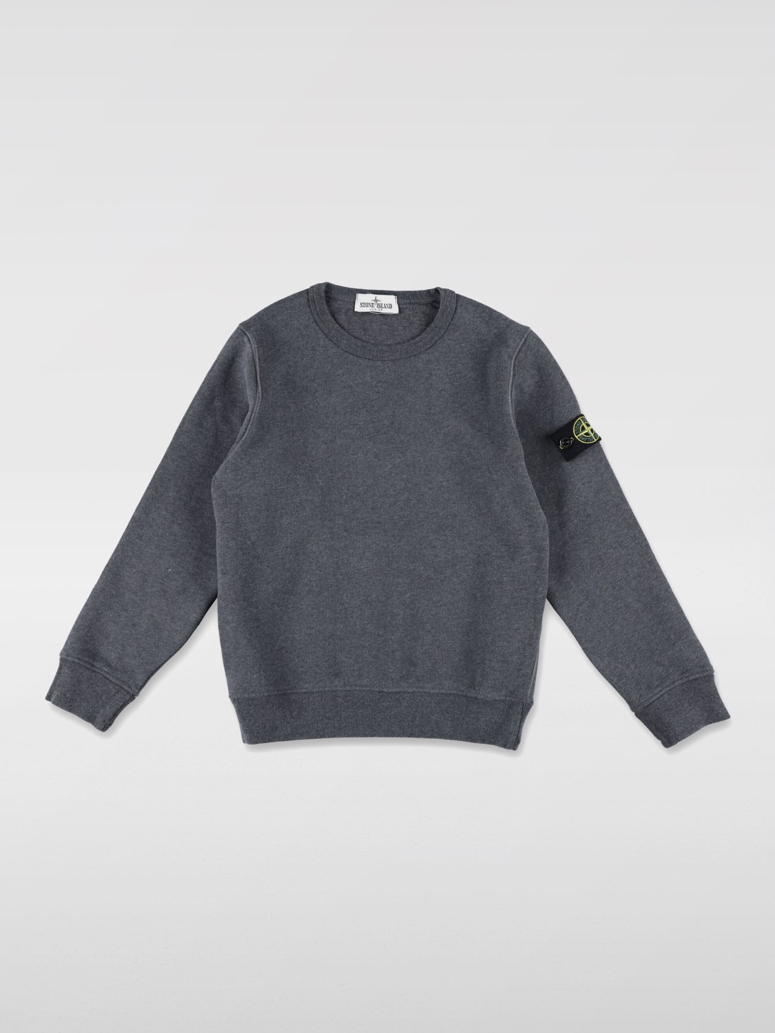 STONE ISLAND JUNIOR Felpa in cotone Grigio 1 Maglia Stone Island Junior 811661320 online su GIGLIO.COM