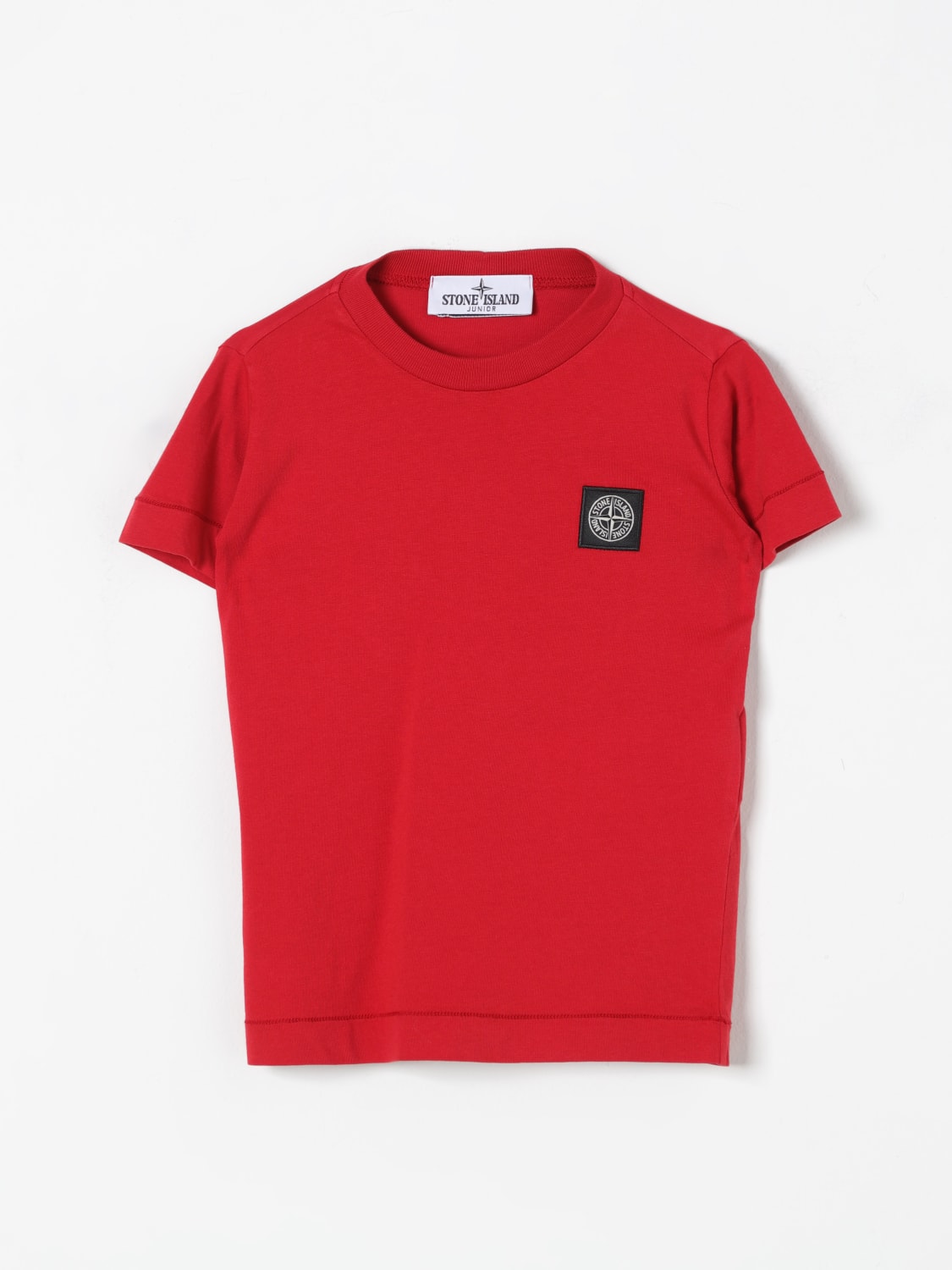 Red stone island shirt hotsell