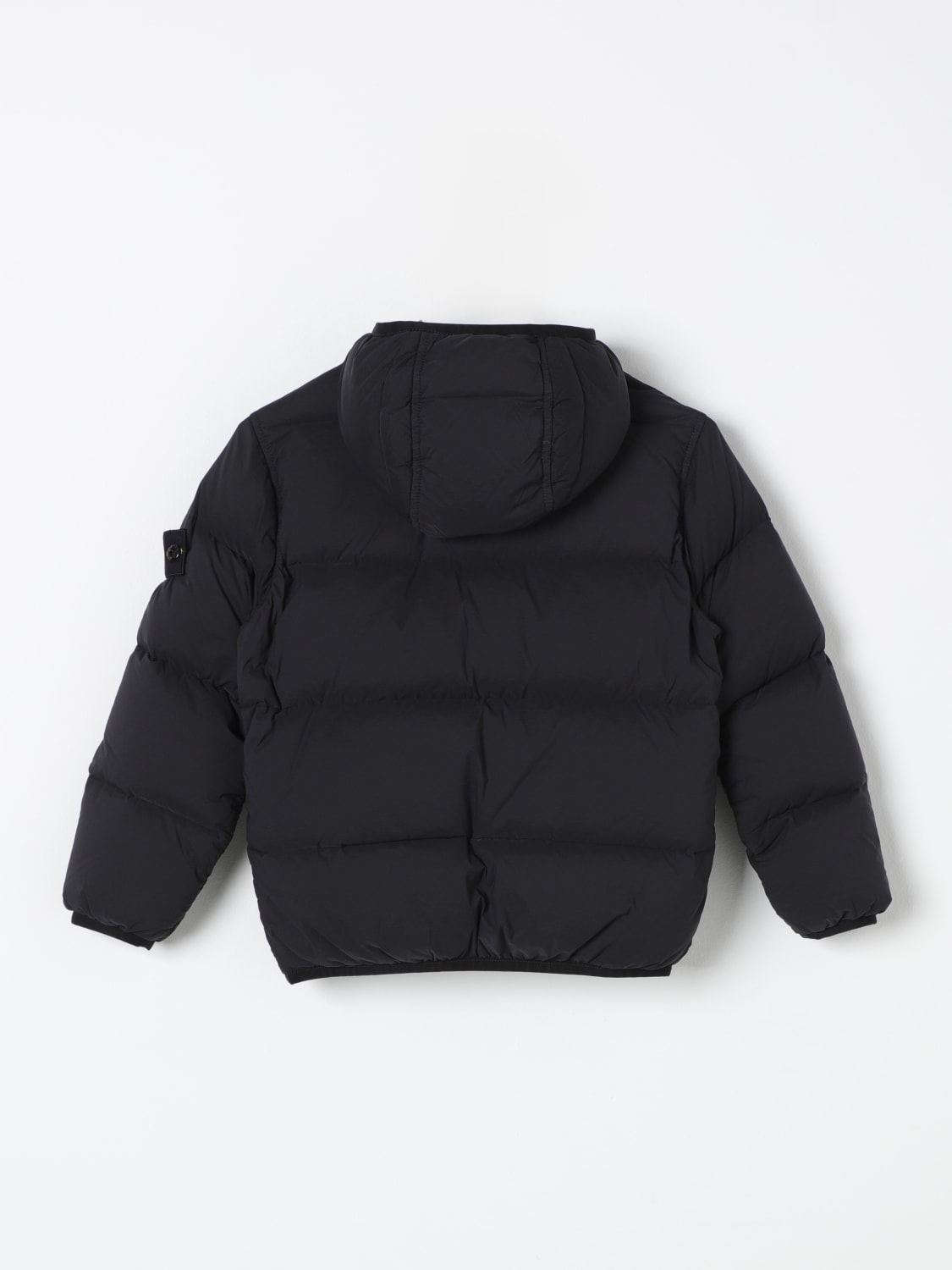 Stone Island Junior Kids Black Hooded Down Jacket