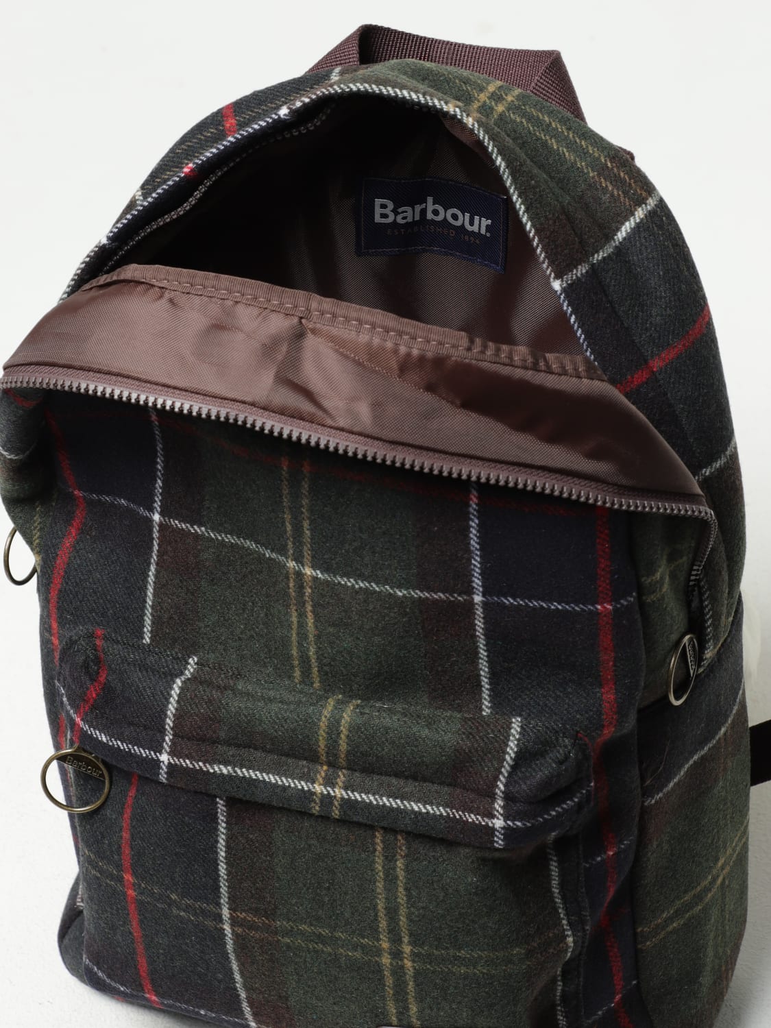 BARBOUR ZAINO: Zaino Barbour in misto lana tartan , Verde - Img 4