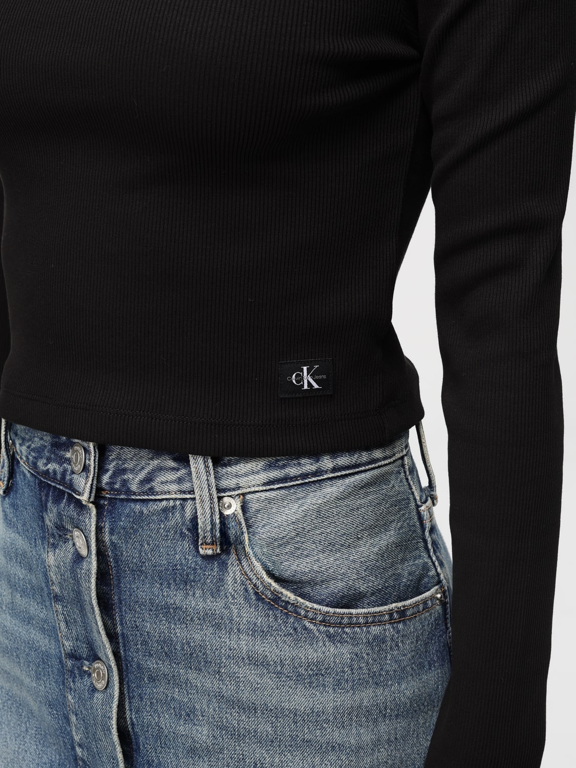 CALVIN KLEIN JEANS MAGLIA: Maglia Calvin Klein Jeans in cotone stretch, Nero - Img 3