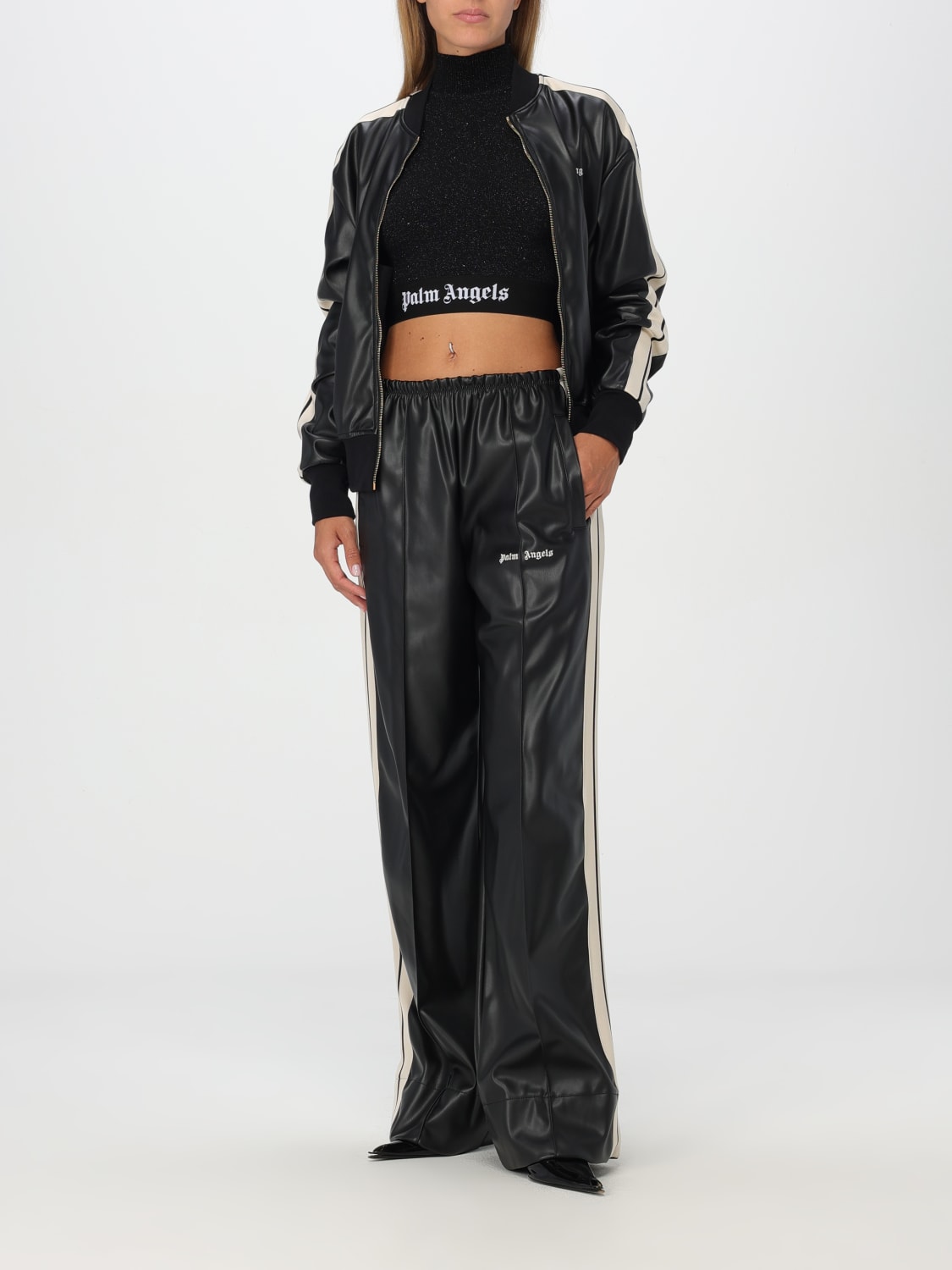 PALM ANGELS GIACCA: Bomber Palm Angels in pelle sintetica , Nero - Img 2