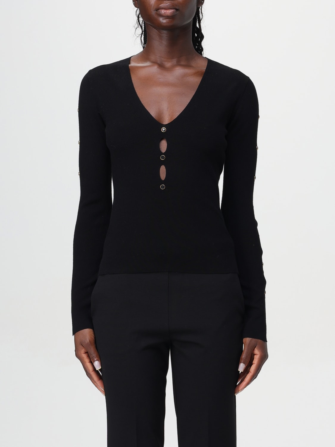 TWINSET MAGLIA: Maglia in viscosa cut-out Twinset, Nero - Img 1