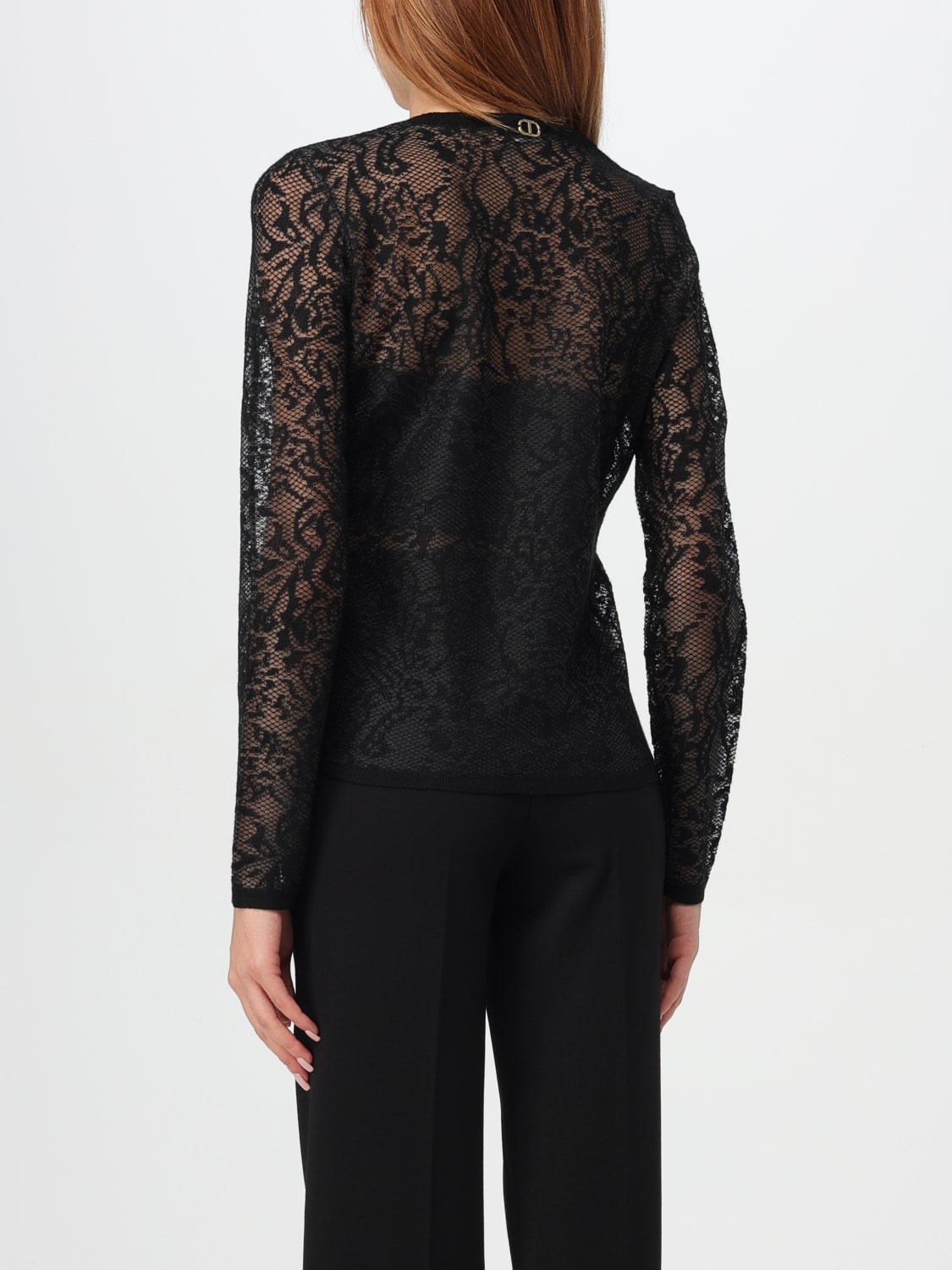 TWINSET MAGLIA: Maglia di pizzo Twinset, Nero - Img 2