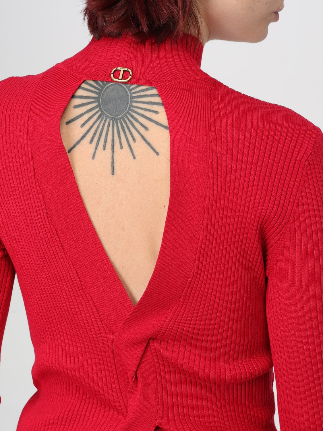 TWINSET MAGLIA: Maglia Twinset in misto viscosa , Rosso - Img 3