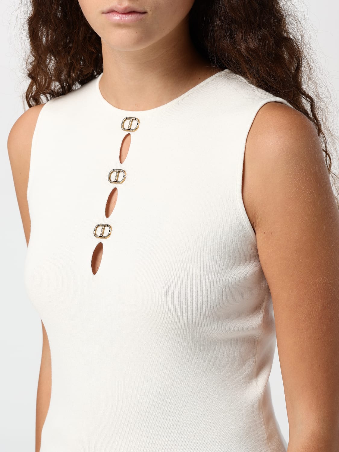 TWINSET TOP: Top Twinset in misto viscosa , Panna - Img 3