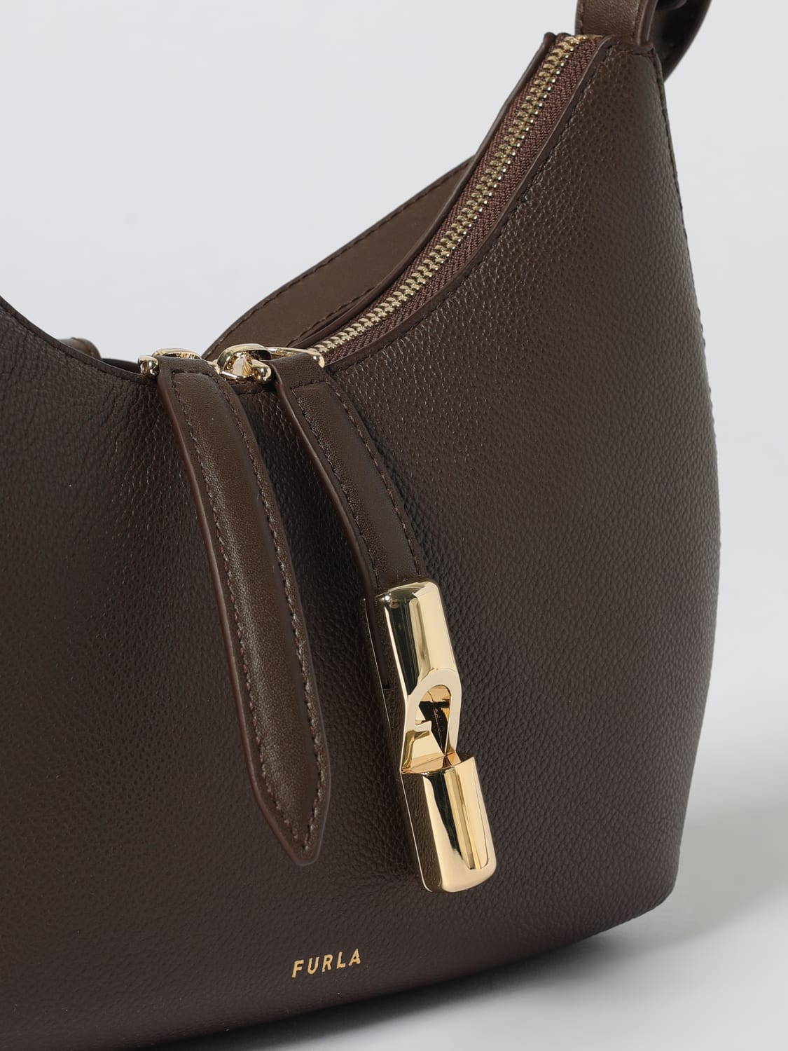 FURLA BORSA MINI: Borsa Goccia Furla in pelle a grana , Marrone - Img 4