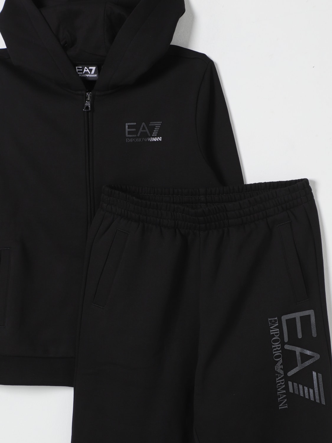 EA7 cotton hoodie track pants Black Ea7 clothing set 6DBV56BJEXZ online at GIGLIO.COM