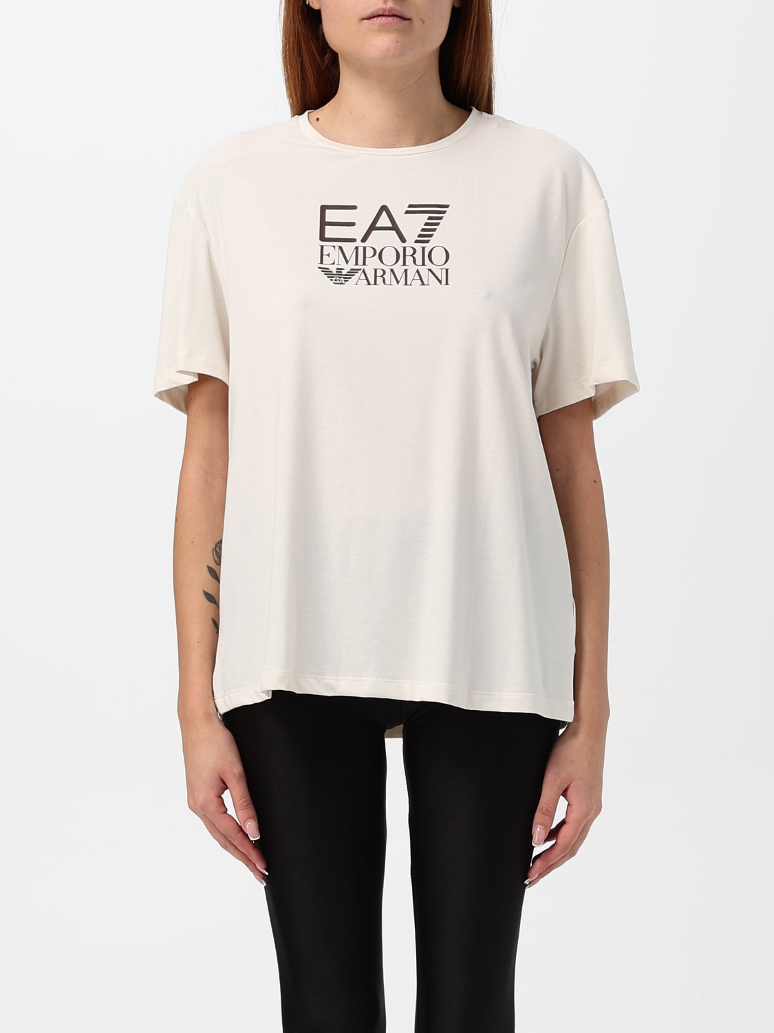 EA7 T-SHIRT: T-shirt woman Ea7, Natural - Img 1