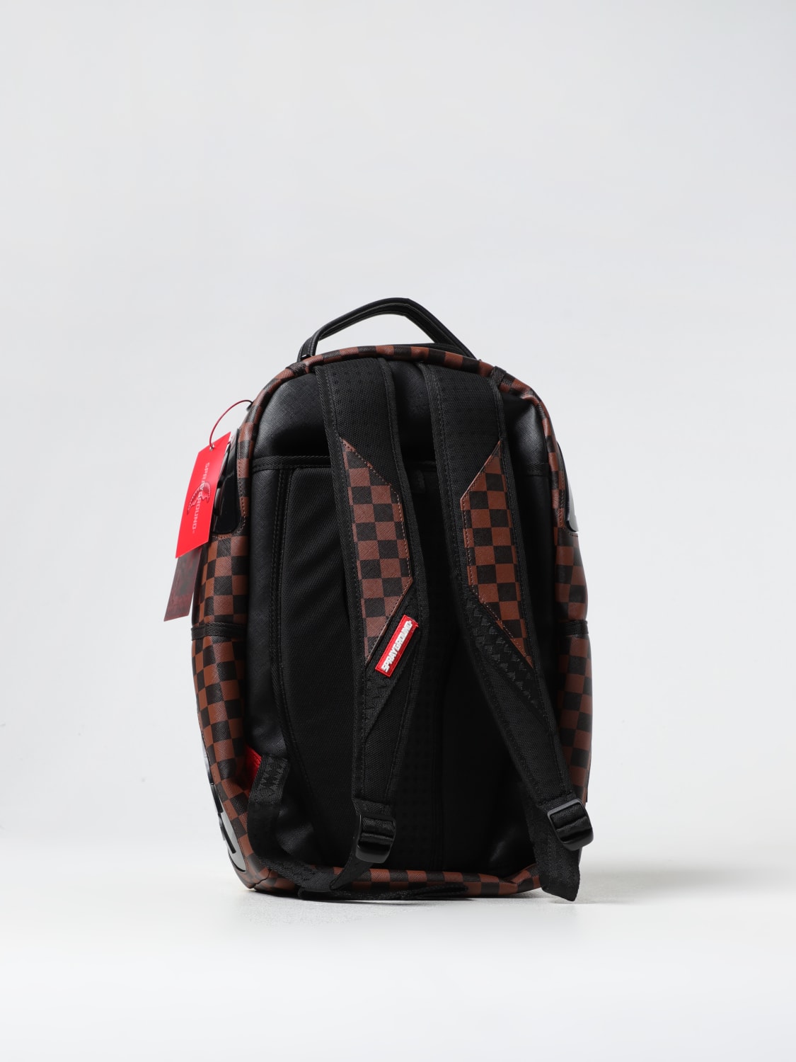 SPRAYGROUND ZAINO: Zaino Sip Clear Sprayground in cotone spalmato saffiano con motivo check all over, Nero - Img 2