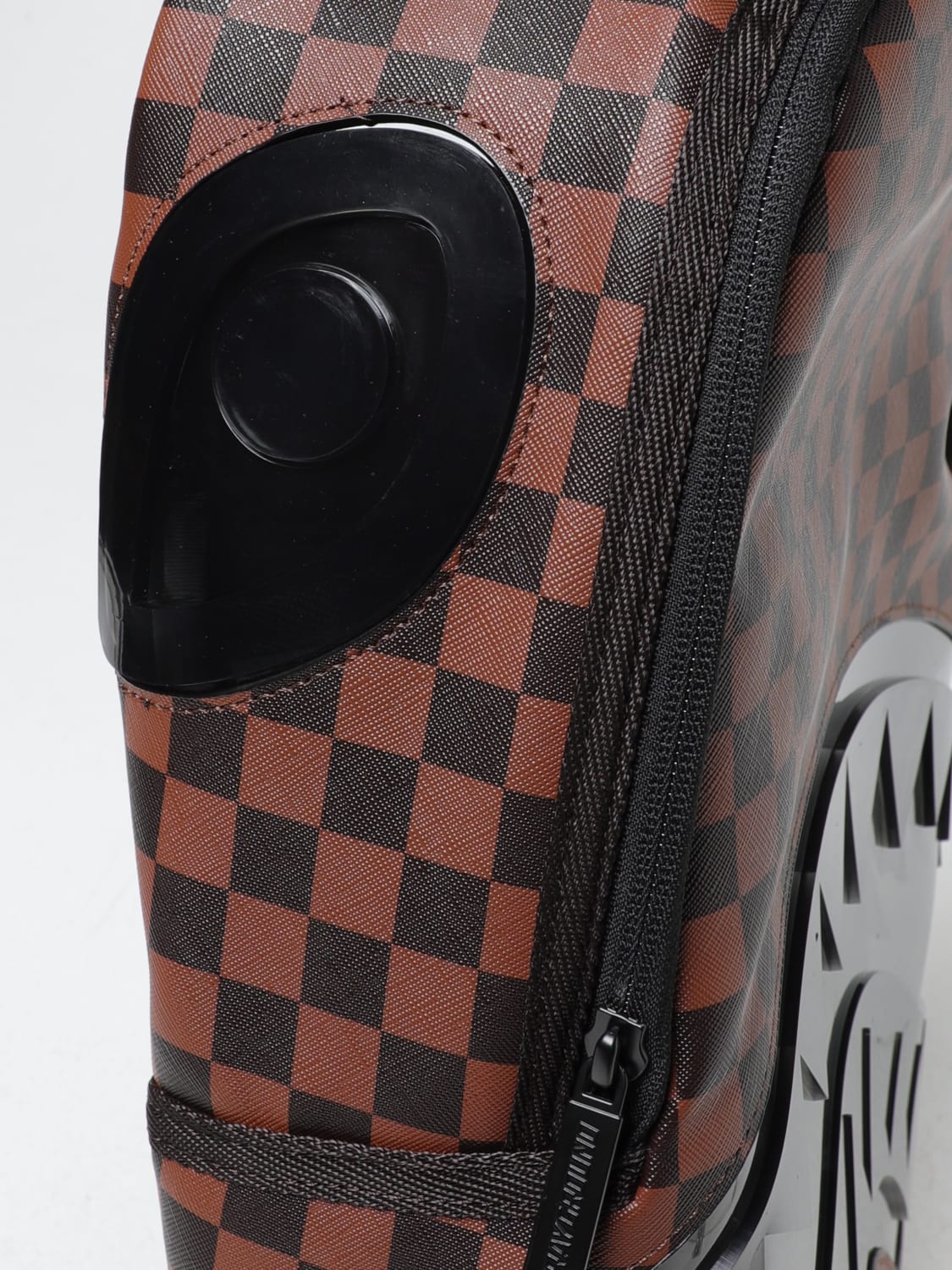 SPRAYGROUND ZAINO: Zaino Sip Clear Sprayground in cotone spalmato saffiano con motivo check all over, Nero - Img 3