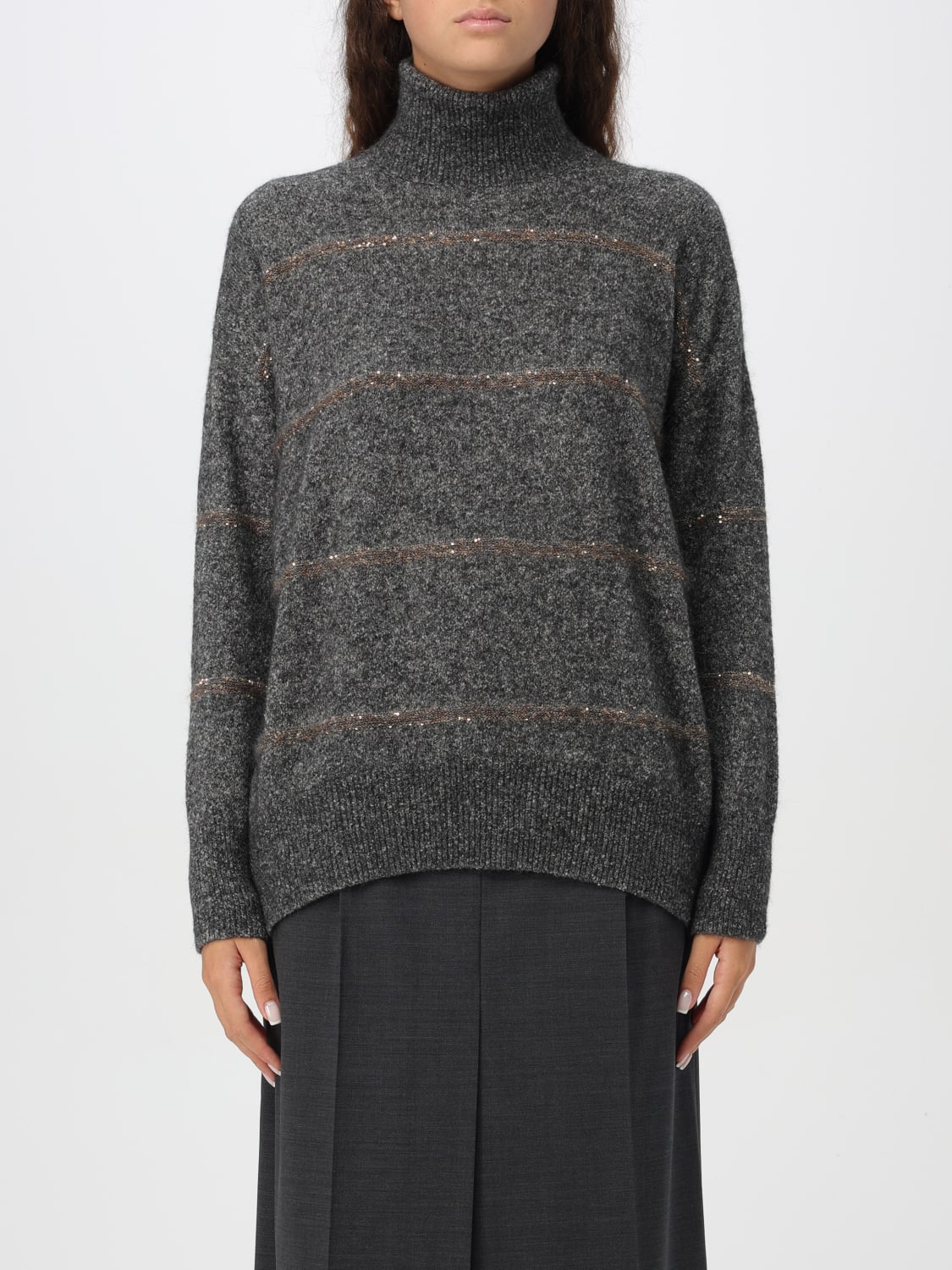 BRUNELLO CUCINELLI SWEATER: Sweater woman Brunello Cucinelli, Grey - Img 1