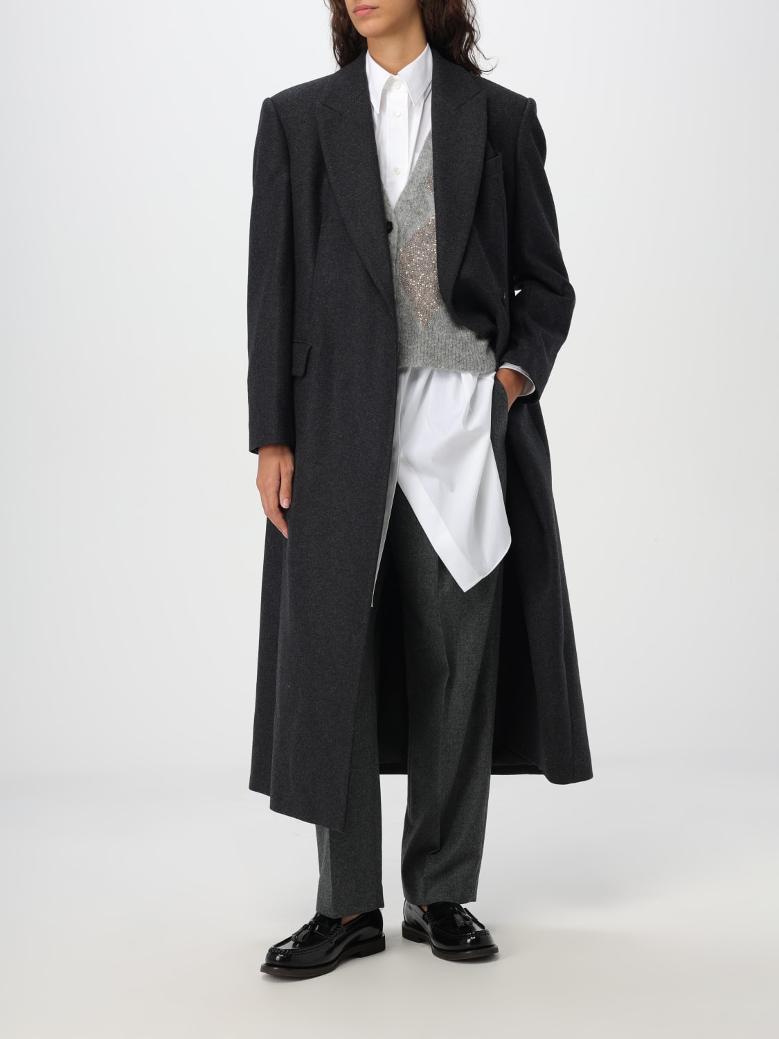 BRUNELLO CUCINELLI COAT: Coat woman Brunello Cucinelli, Charcoal - Img 2